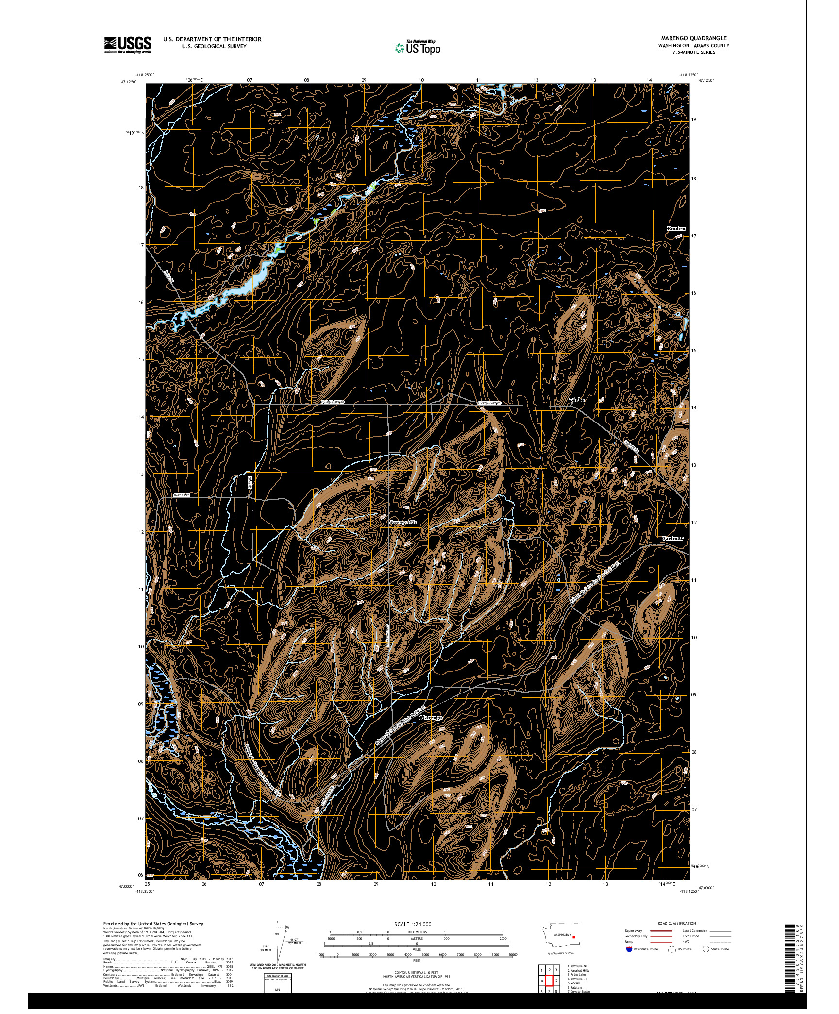 USGS US TOPO 7.5-MINUTE MAP FOR MARENGO, WA 2020