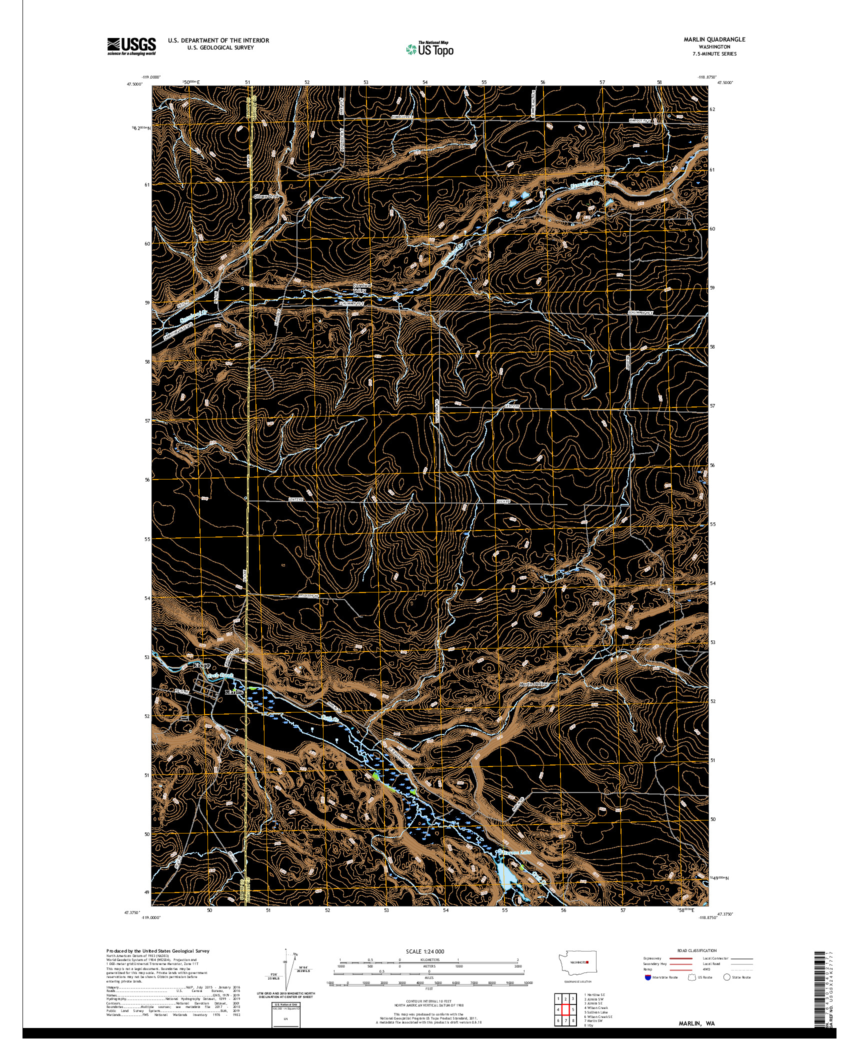 USGS US TOPO 7.5-MINUTE MAP FOR MARLIN, WA 2020