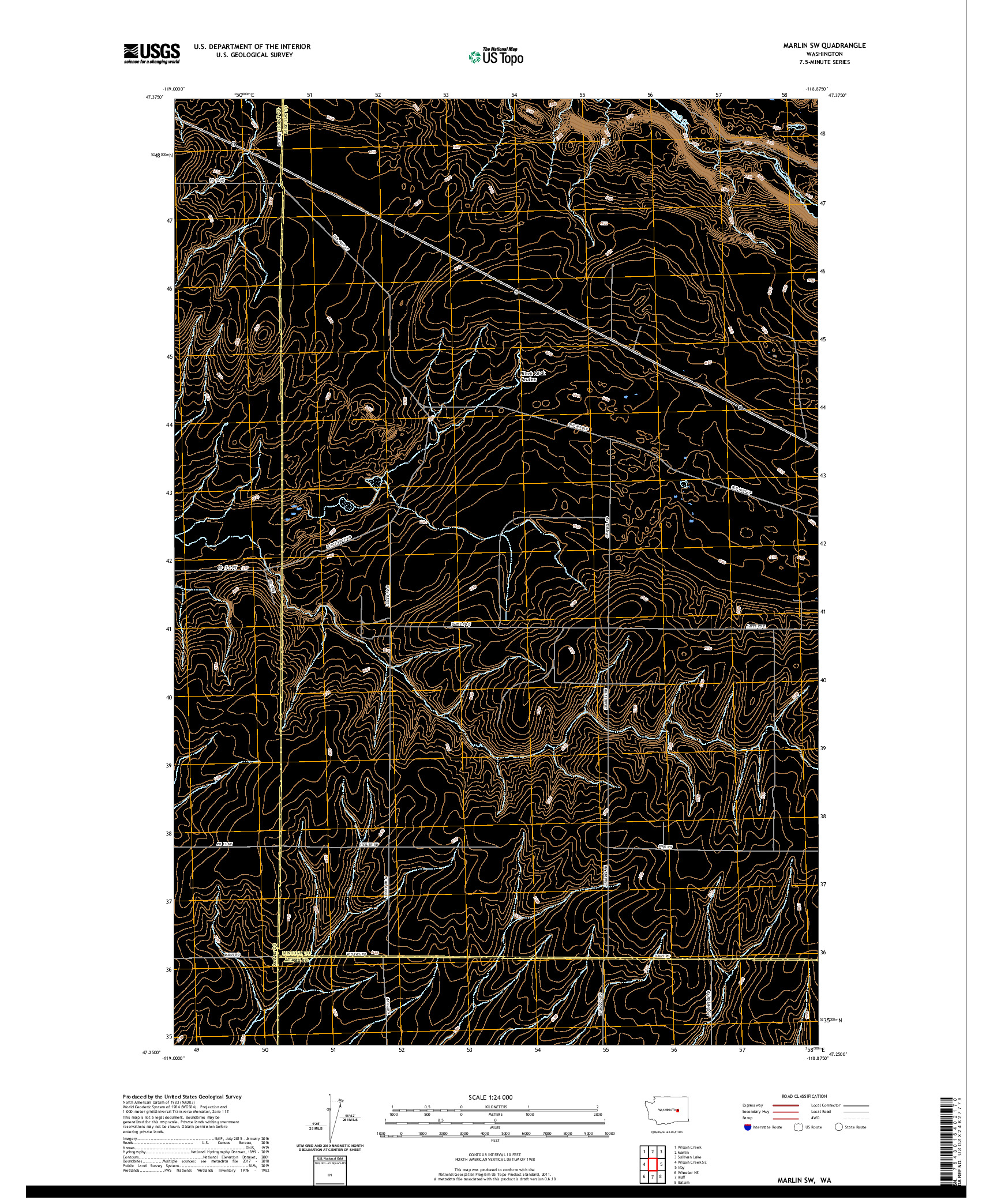 USGS US TOPO 7.5-MINUTE MAP FOR MARLIN SW, WA 2020