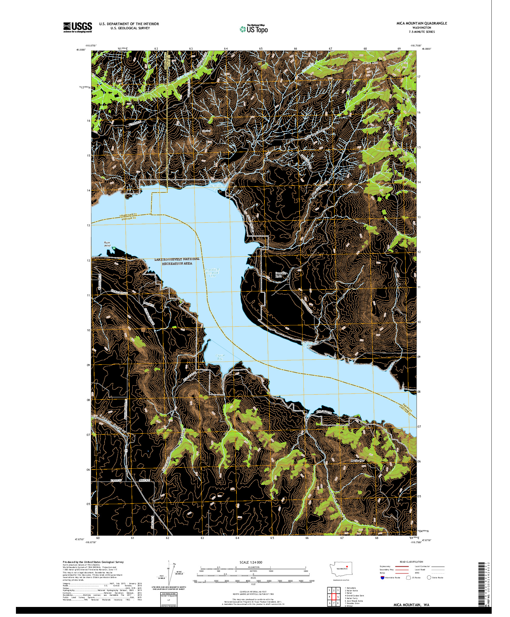 USGS US TOPO 7.5-MINUTE MAP FOR MICA MOUNTAIN, WA 2020