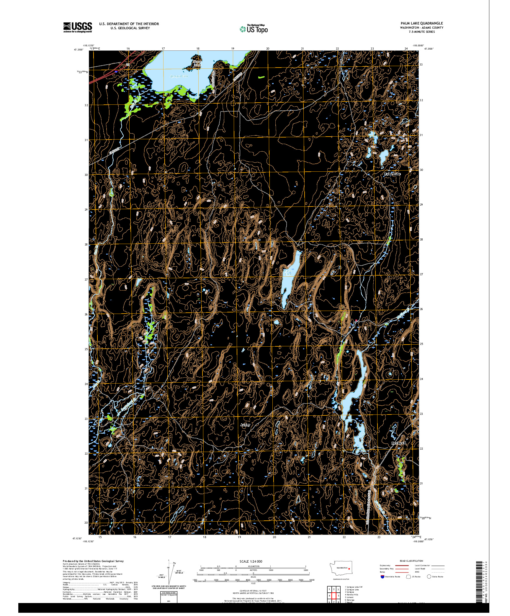 USGS US TOPO 7.5-MINUTE MAP FOR PALM LAKE, WA 2020