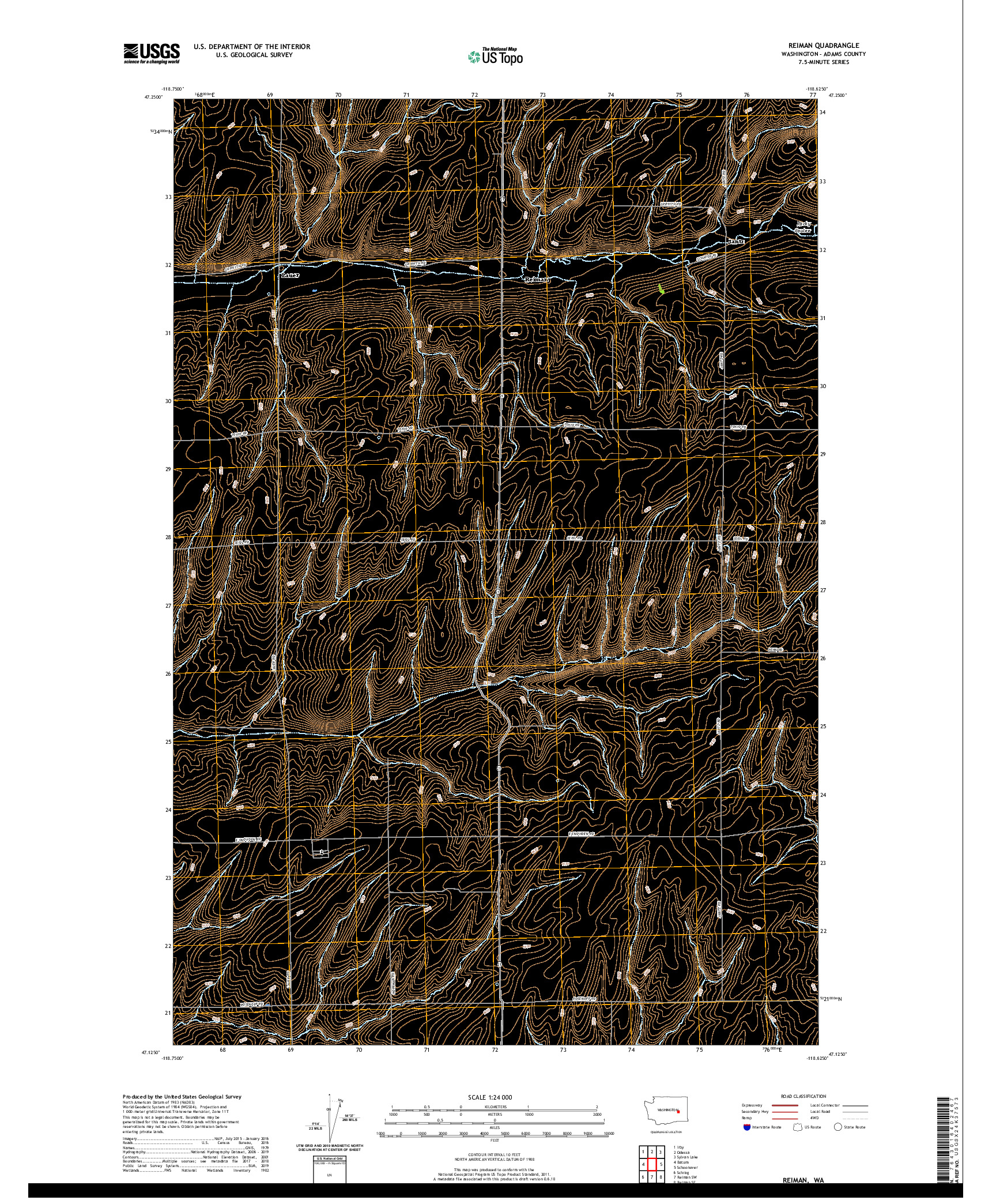 USGS US TOPO 7.5-MINUTE MAP FOR REIMAN, WA 2020