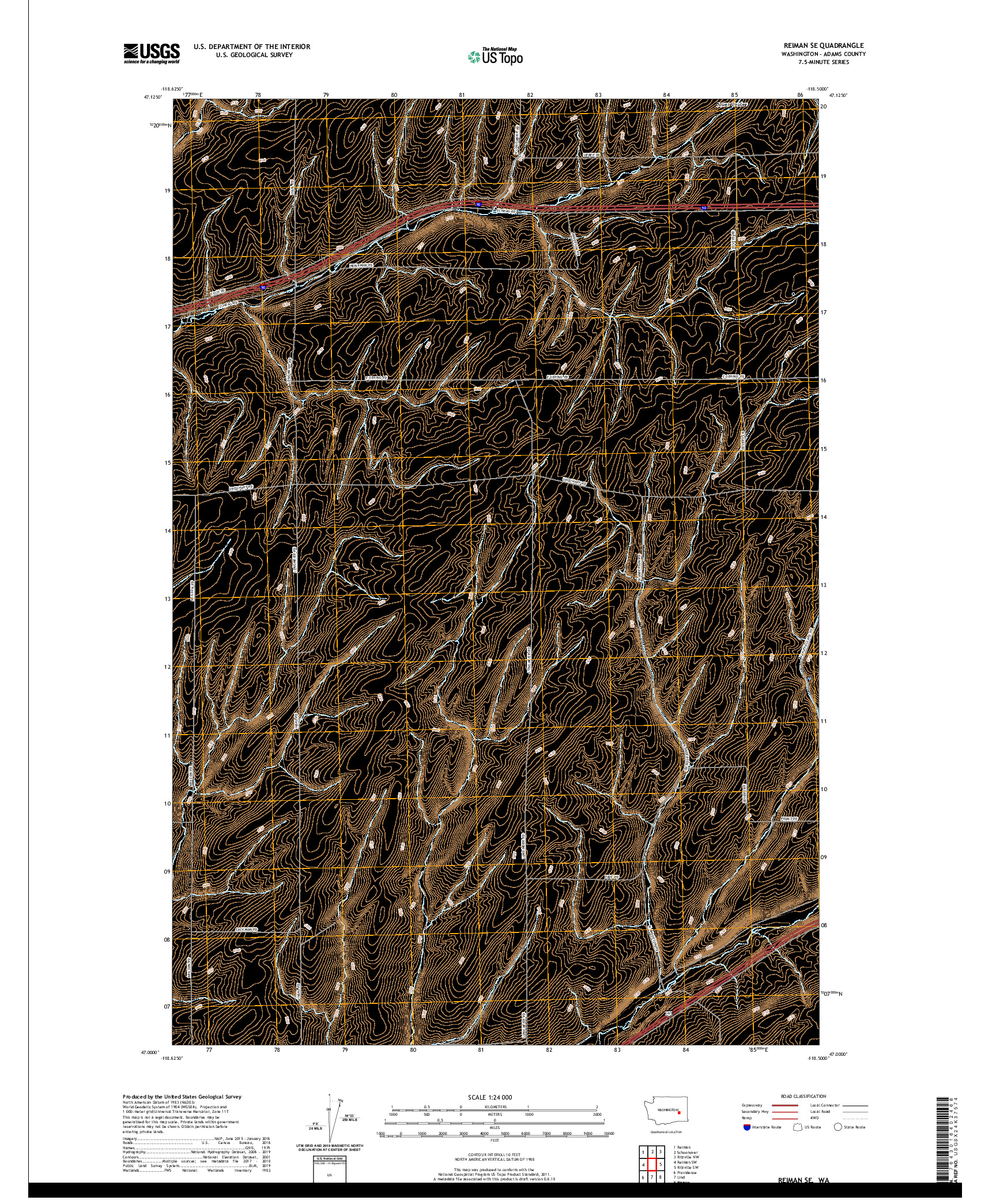 USGS US TOPO 7.5-MINUTE MAP FOR REIMAN SE, WA 2020