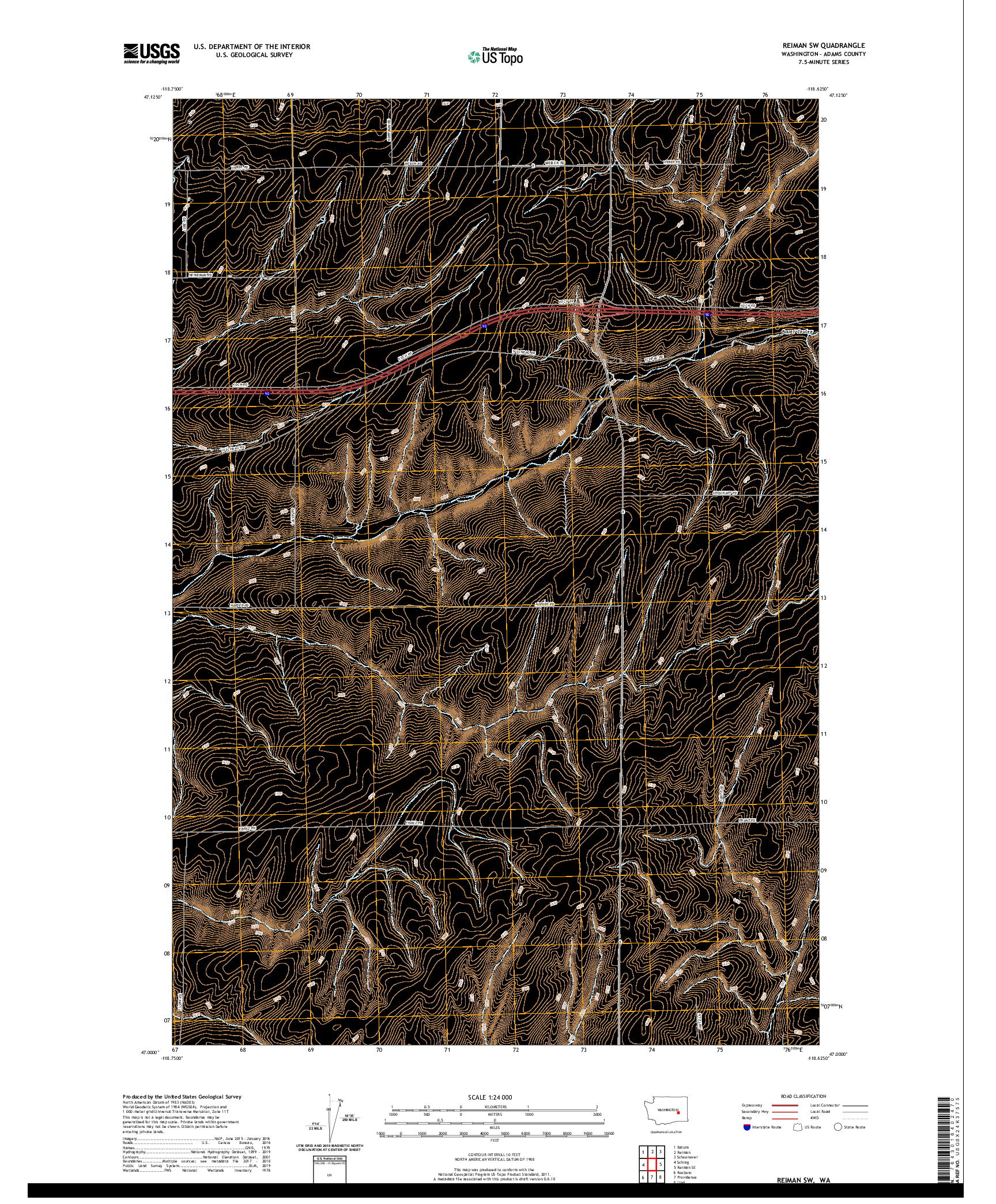 USGS US TOPO 7.5-MINUTE MAP FOR REIMAN SW, WA 2020