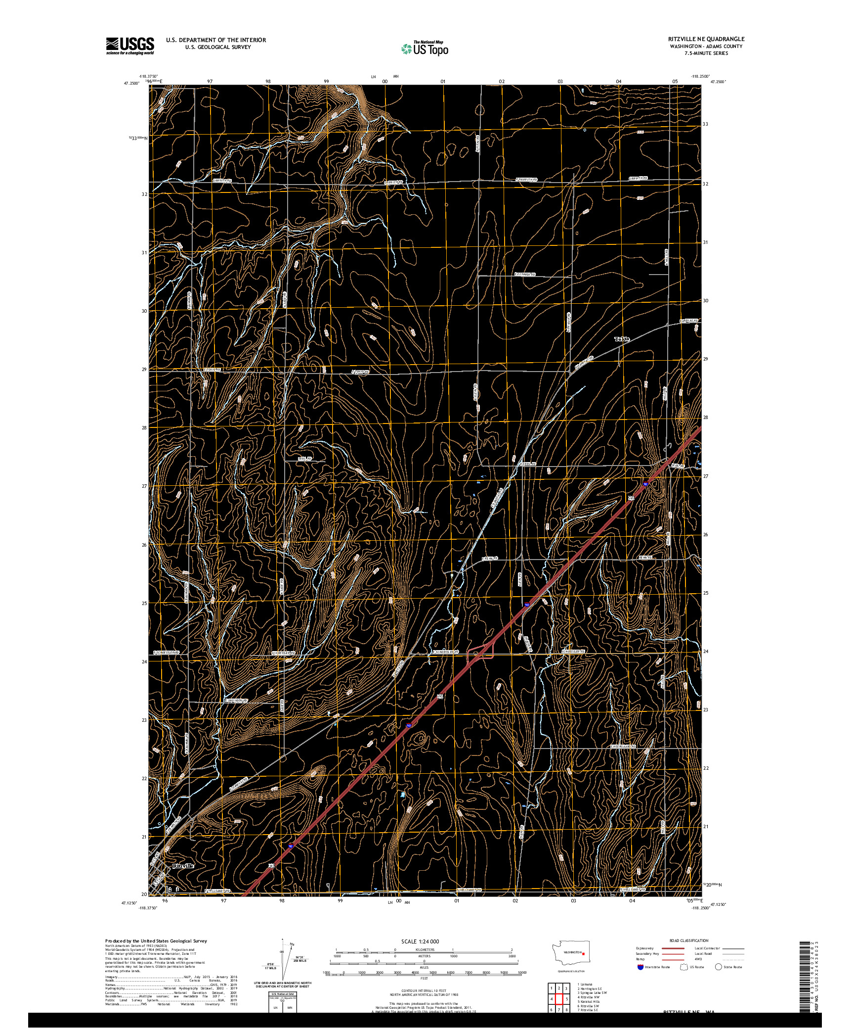 USGS US TOPO 7.5-MINUTE MAP FOR RITZVILLE NE, WA 2020