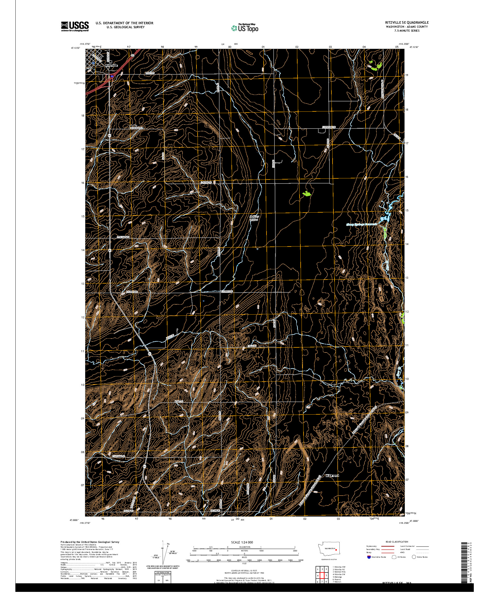 USGS US TOPO 7.5-MINUTE MAP FOR RITZVILLE SE, WA 2020