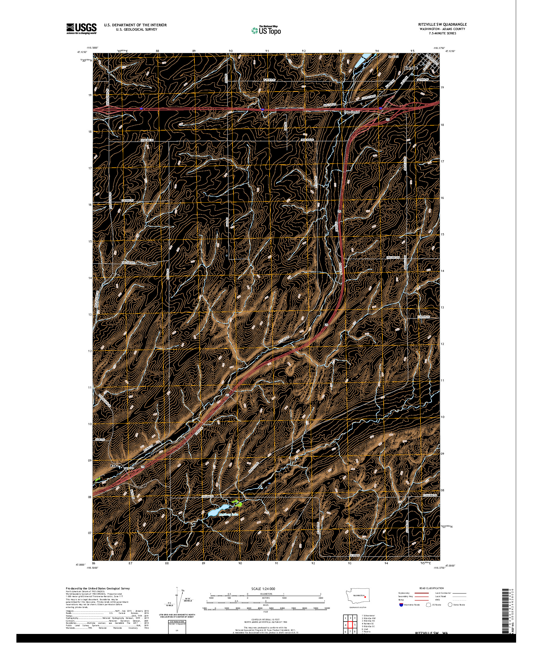 USGS US TOPO 7.5-MINUTE MAP FOR RITZVILLE SW, WA 2020