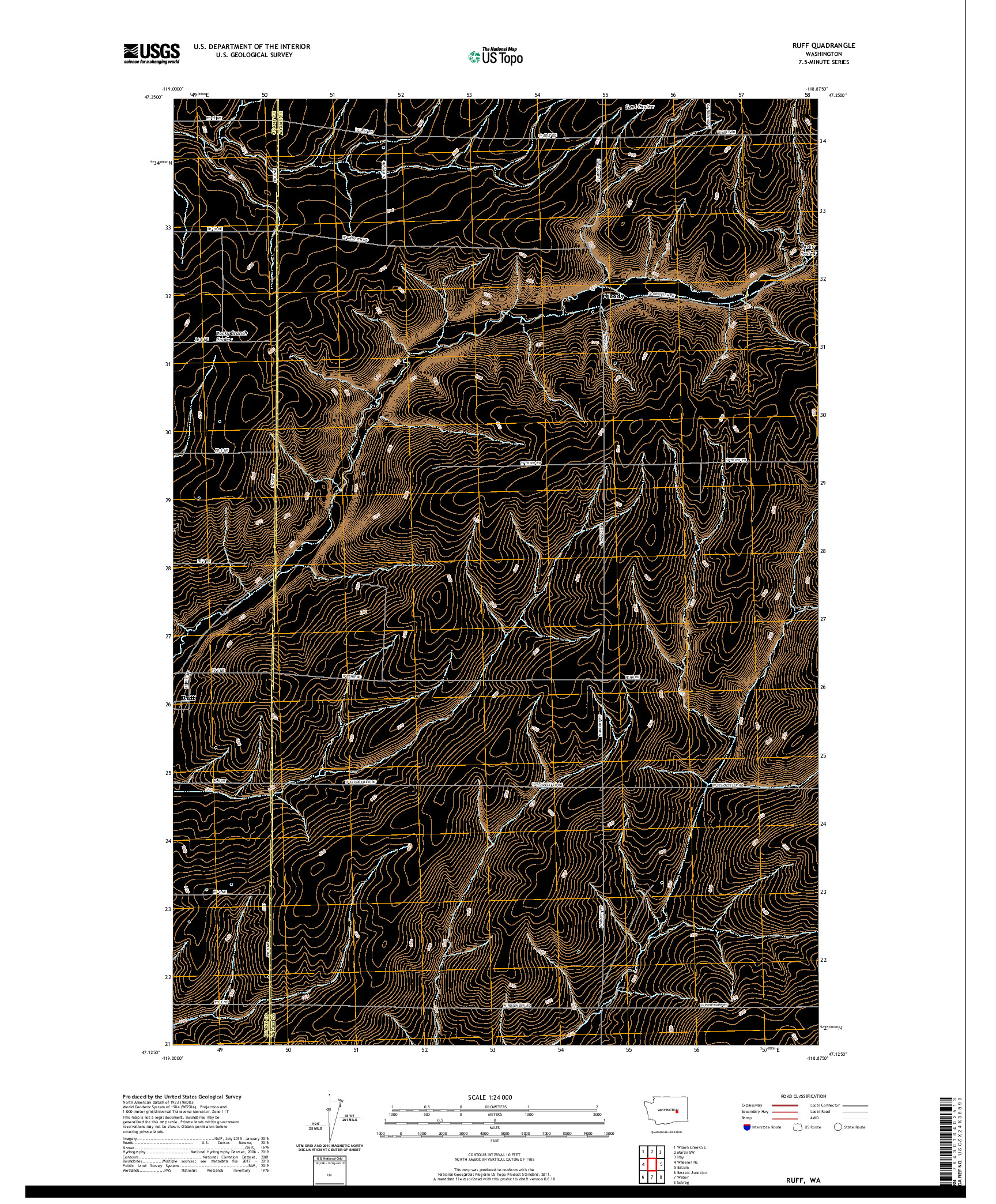 USGS US TOPO 7.5-MINUTE MAP FOR RUFF, WA 2020