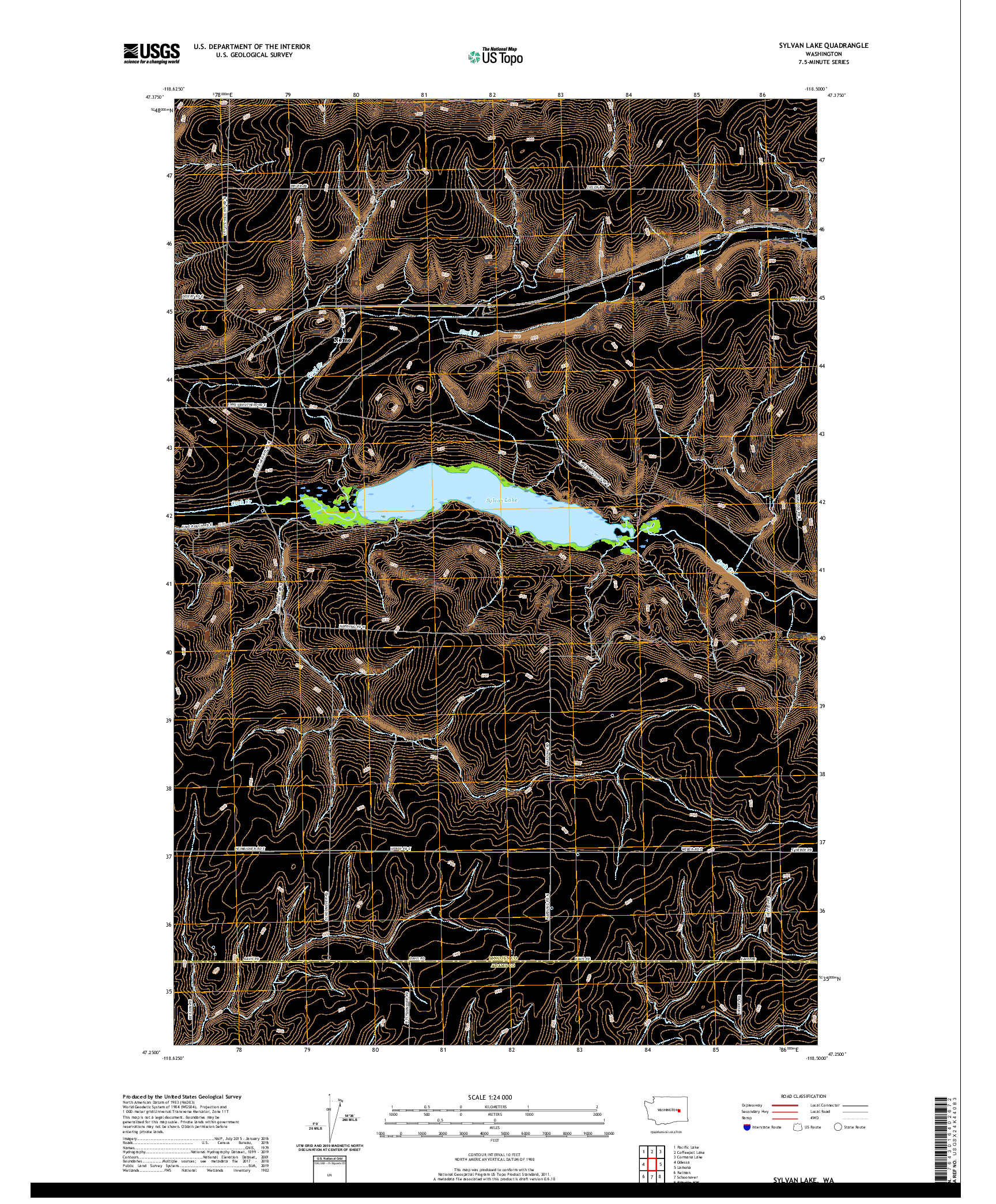 USGS US TOPO 7.5-MINUTE MAP FOR SYLVAN LAKE, WA 2020