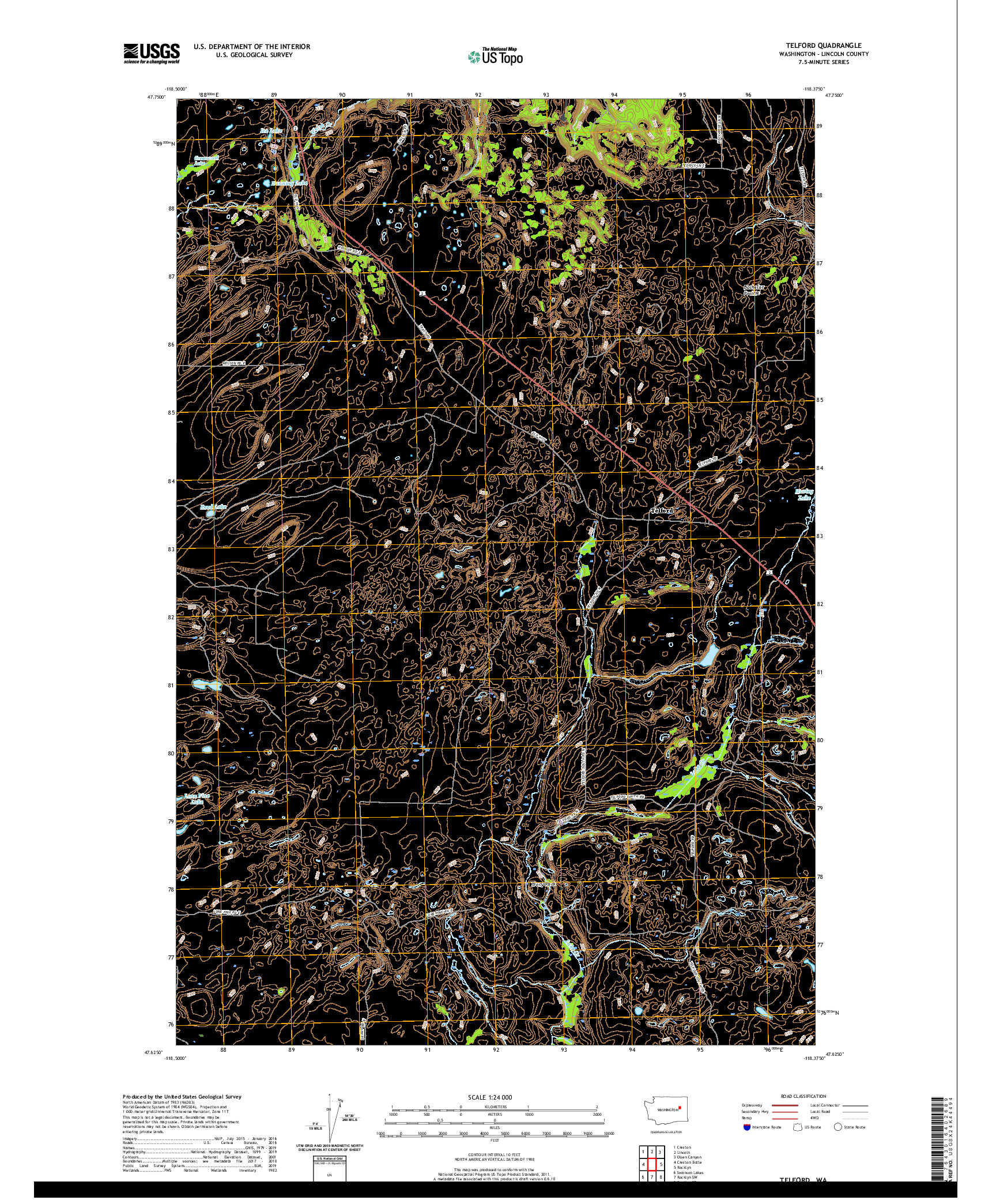 USGS US TOPO 7.5-MINUTE MAP FOR TELFORD, WA 2020