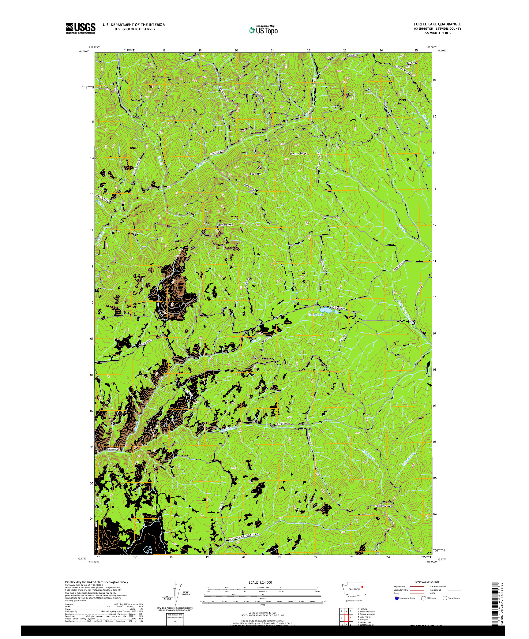 USGS US TOPO 7.5-MINUTE MAP FOR TURTLE LAKE, WA 2020