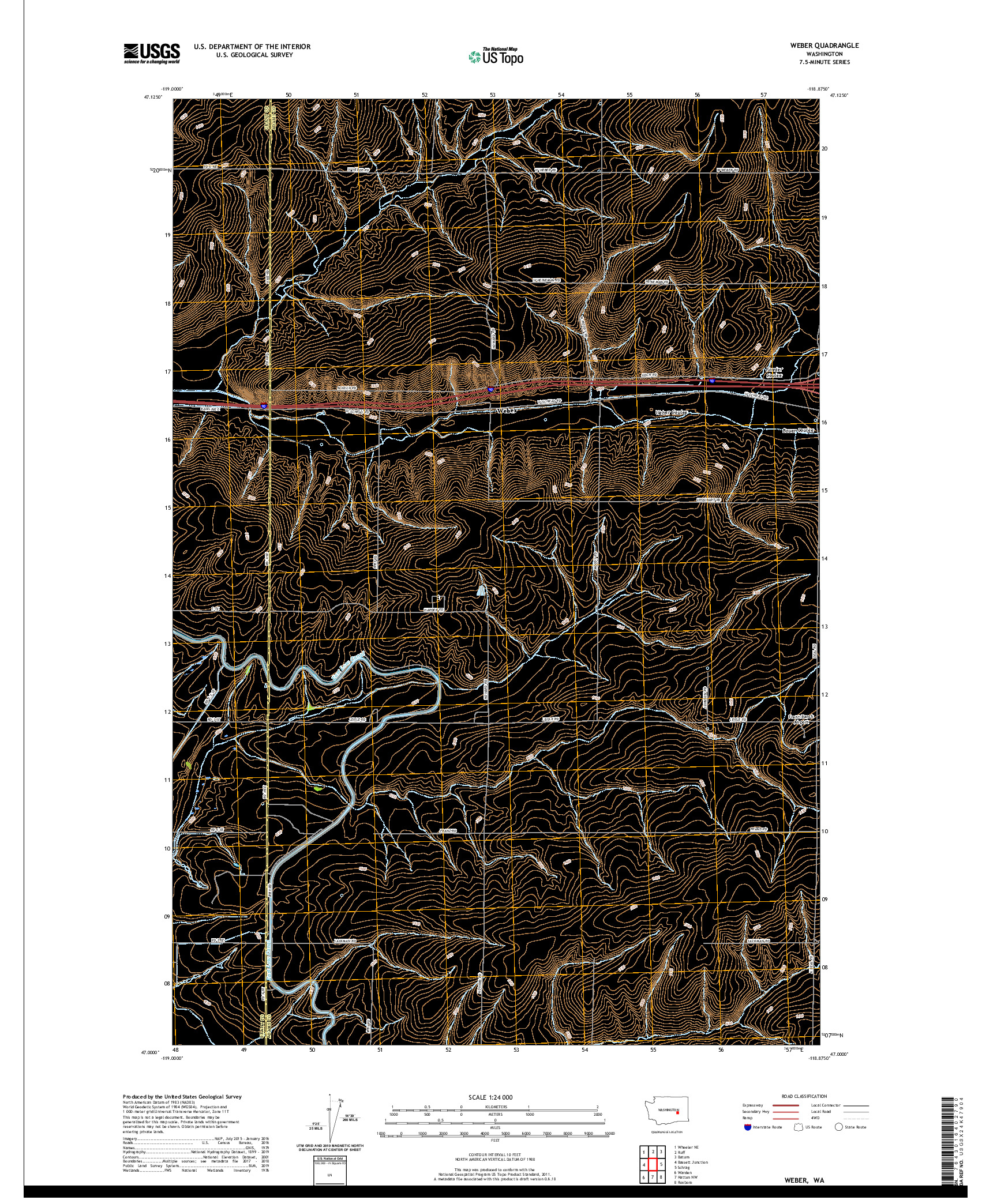 USGS US TOPO 7.5-MINUTE MAP FOR WEBER, WA 2020