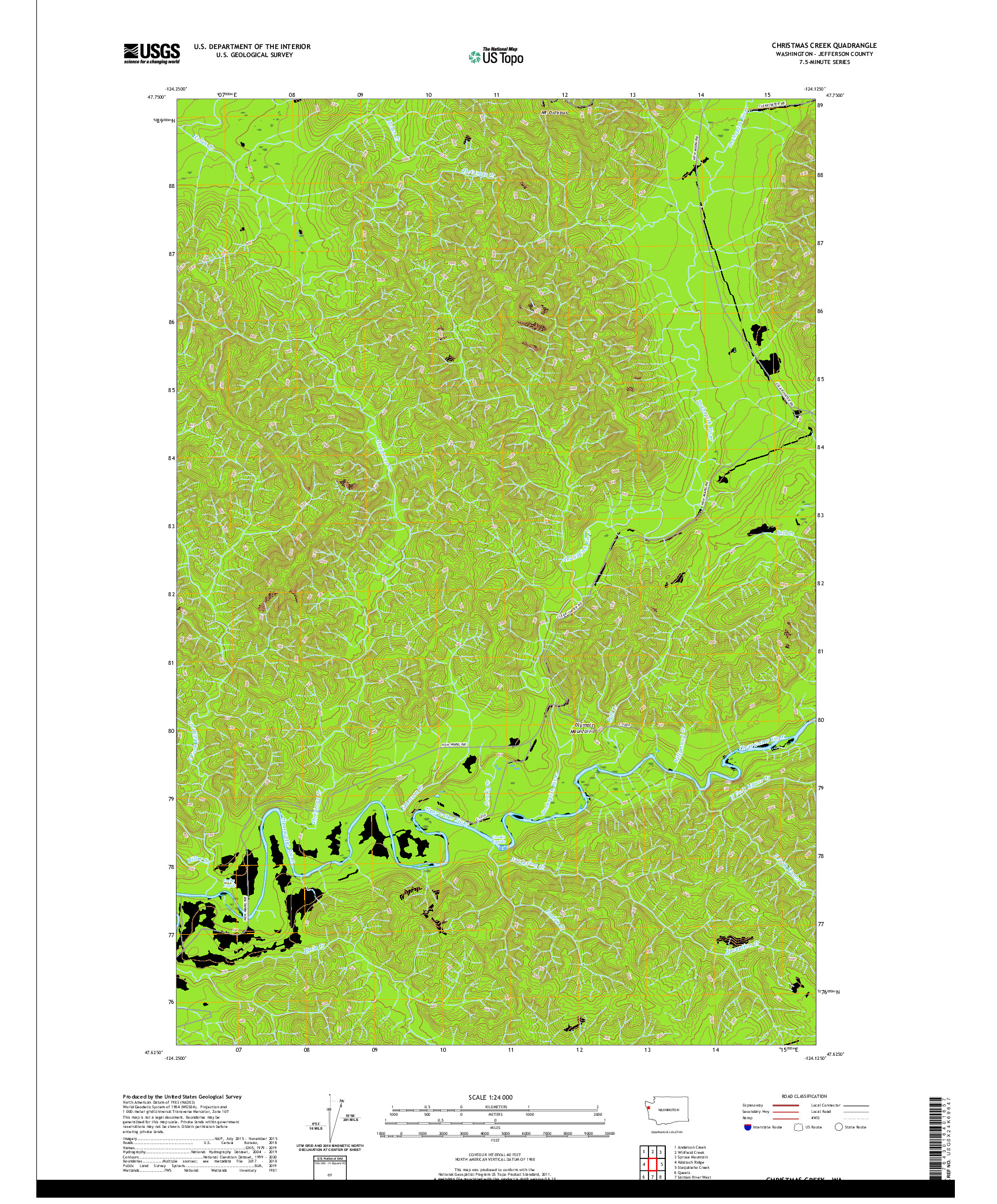 USGS US TOPO 7.5-MINUTE MAP FOR CHRISTMAS CREEK, WA 2020