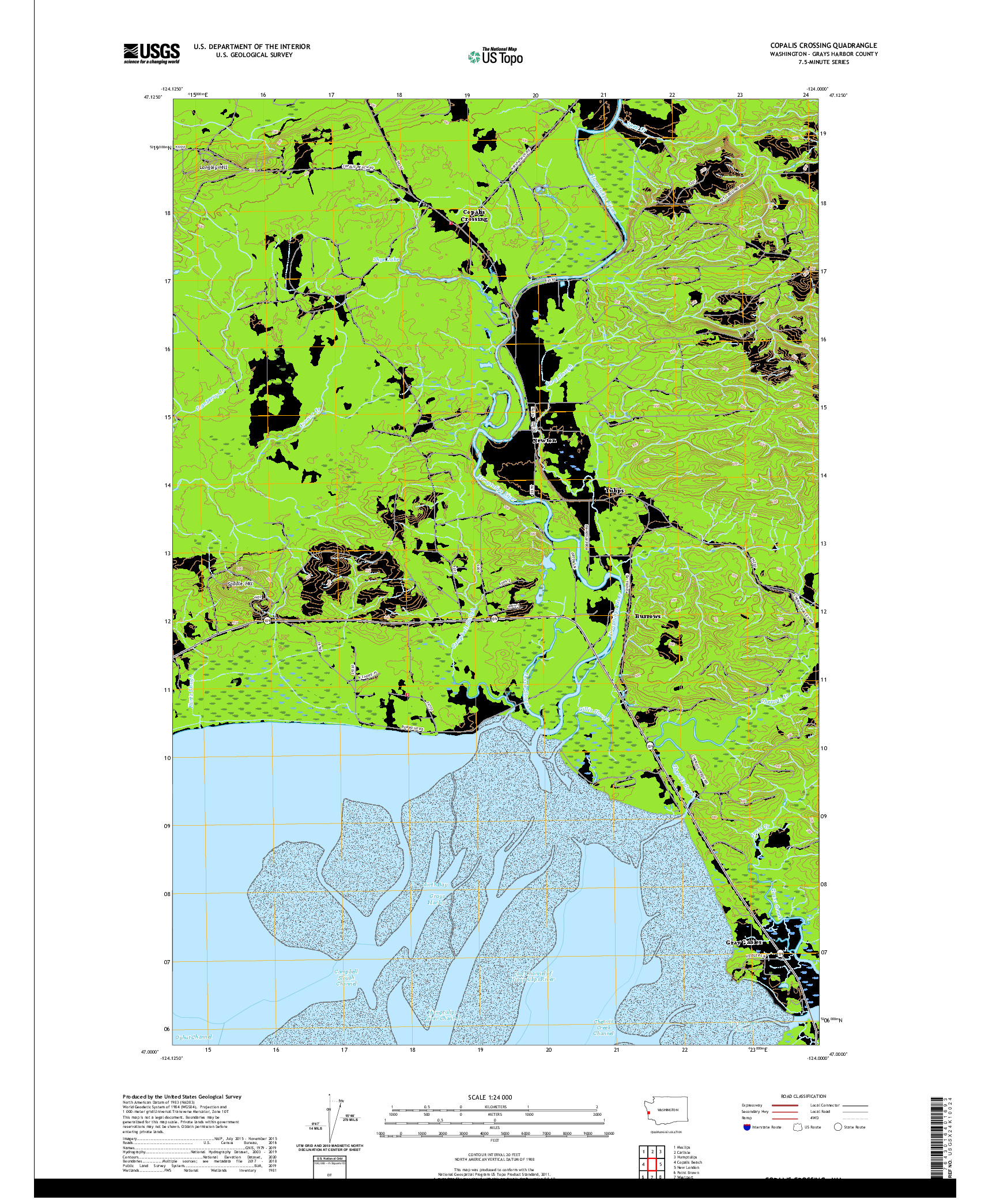 USGS US TOPO 7.5-MINUTE MAP FOR COPALIS CROSSING, WA 2020