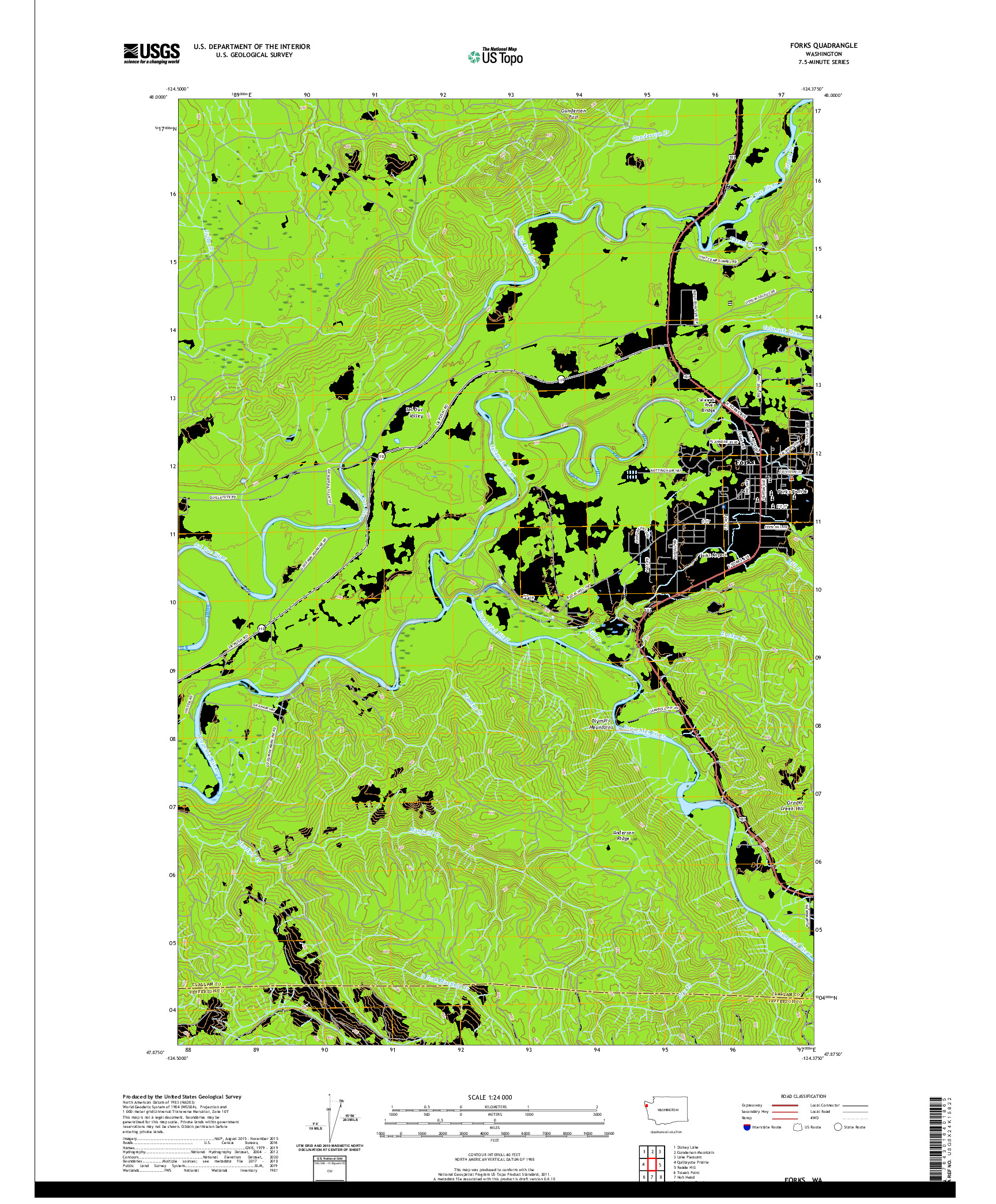 USGS US TOPO 7.5-MINUTE MAP FOR FORKS, WA 2020