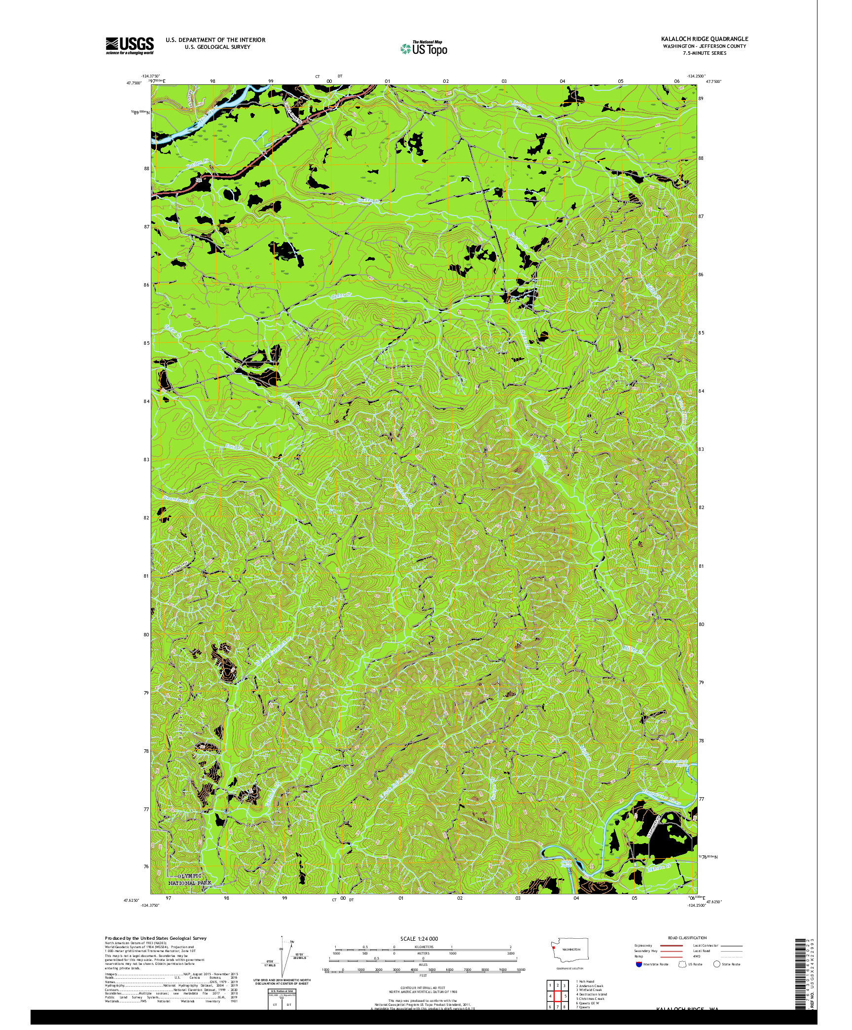 USGS US TOPO 7.5-MINUTE MAP FOR KALALOCH RIDGE, WA 2020