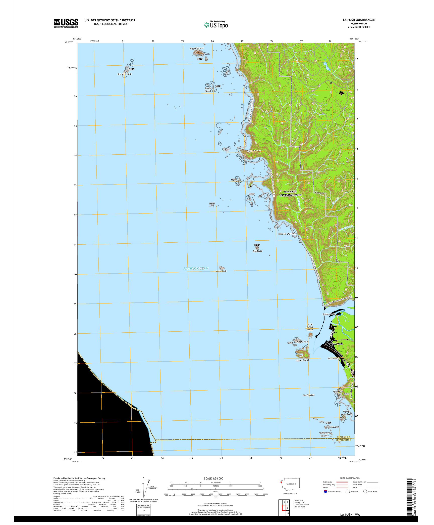 USGS US TOPO 7.5-MINUTE MAP FOR LA PUSH, WA 2020