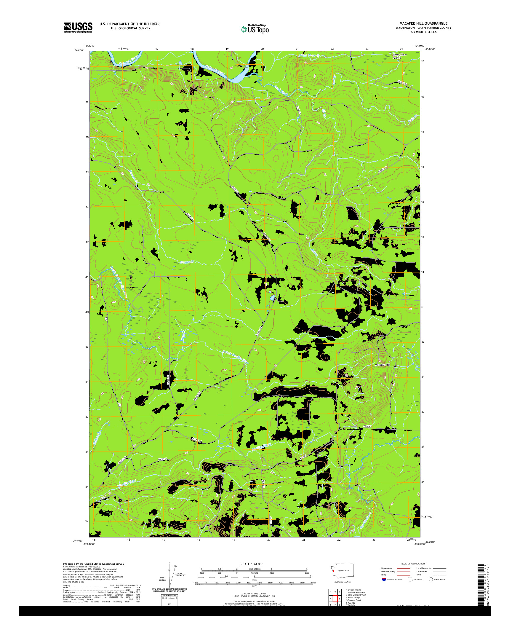 USGS US TOPO 7.5-MINUTE MAP FOR MACAFEE HILL, WA 2020