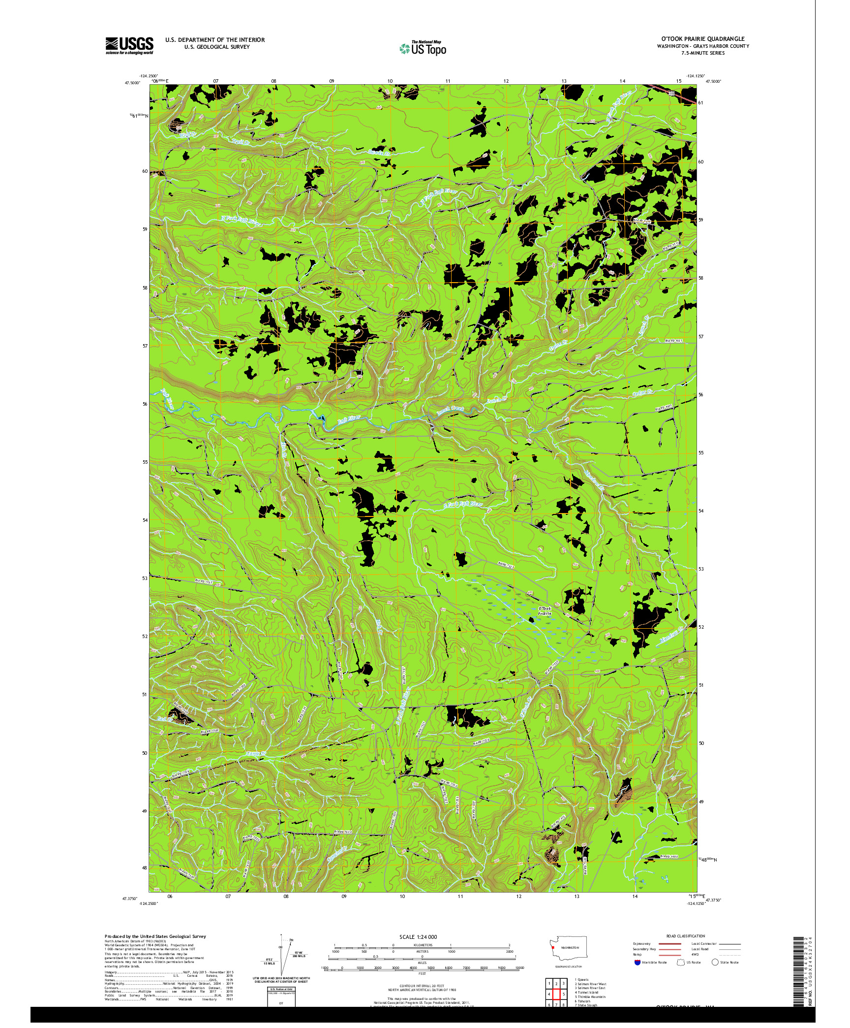 USGS US TOPO 7.5-MINUTE MAP FOR O'TOOK PRAIRIE, WA 2020