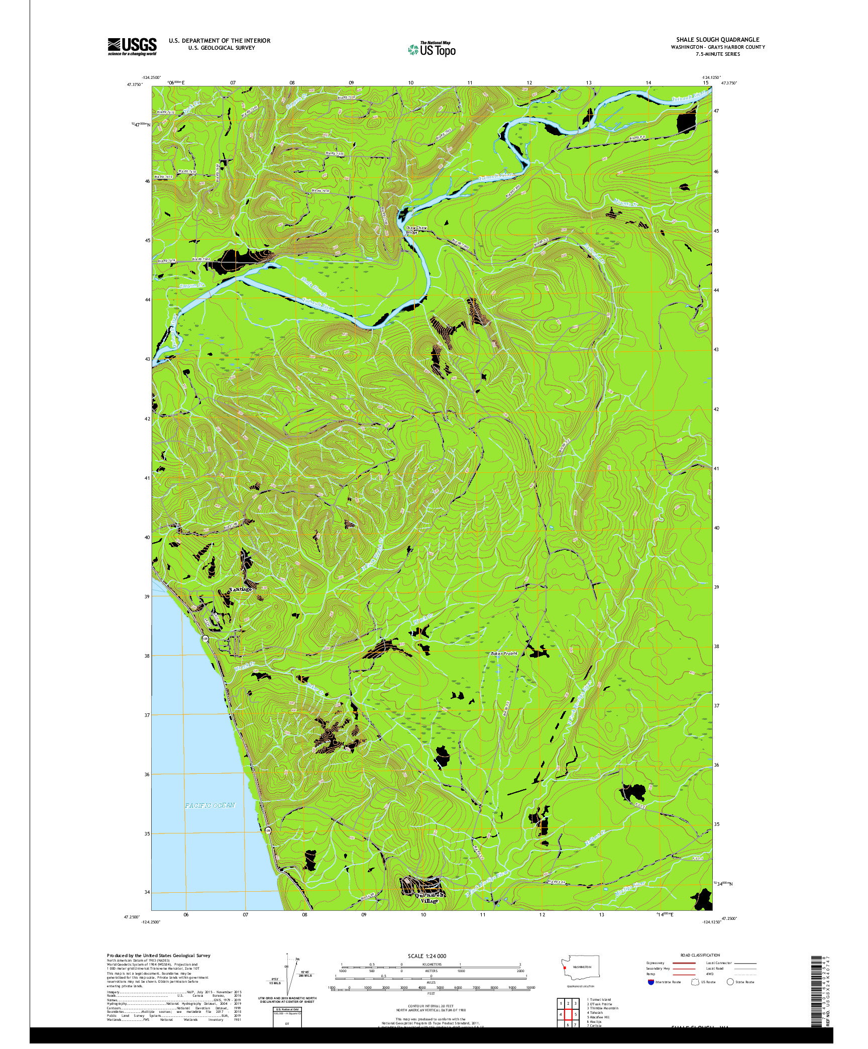 USGS US TOPO 7.5-MINUTE MAP FOR SHALE SLOUGH, WA 2020