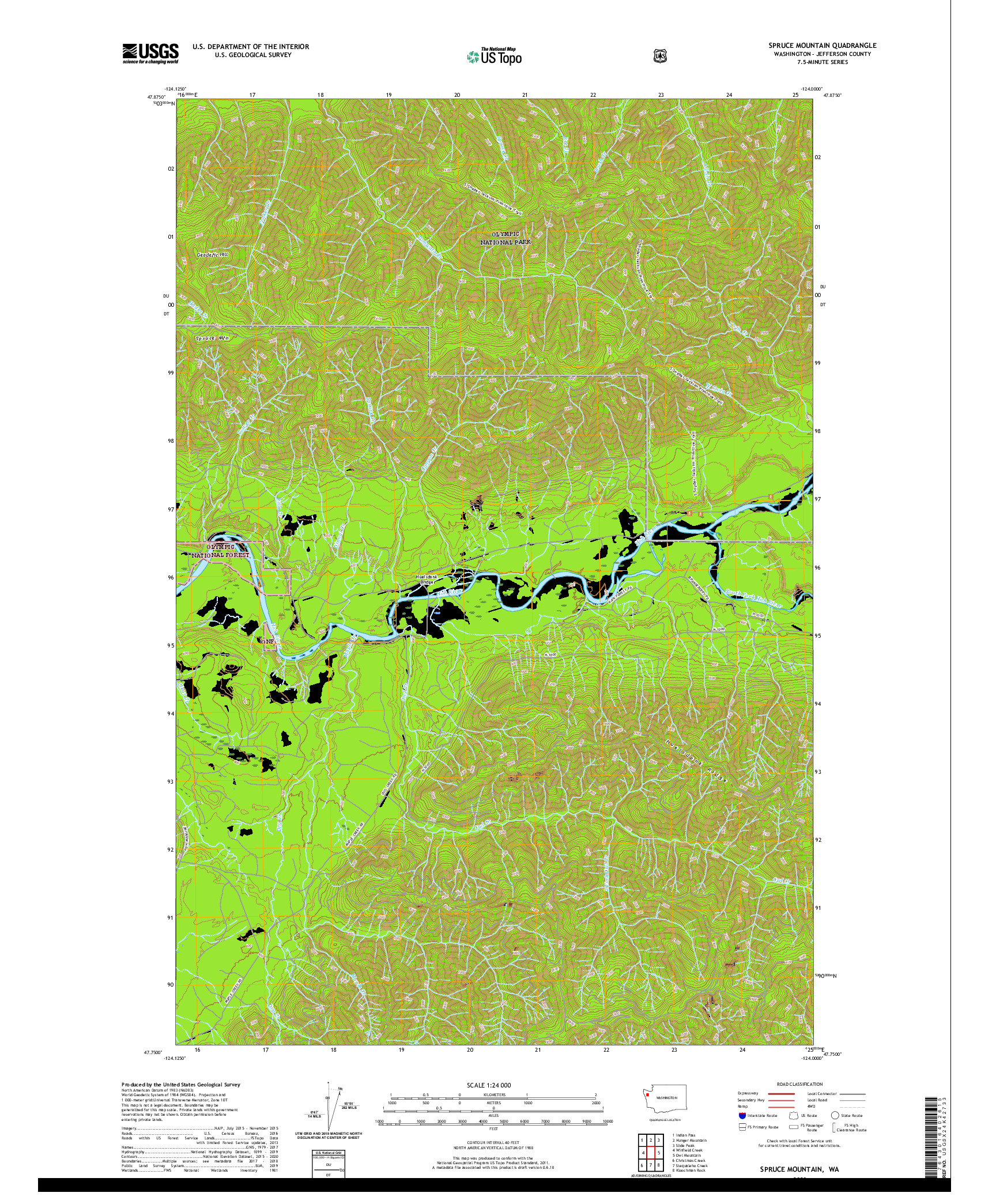 USGS US TOPO 7.5-MINUTE MAP FOR SPRUCE MOUNTAIN, WA 2020