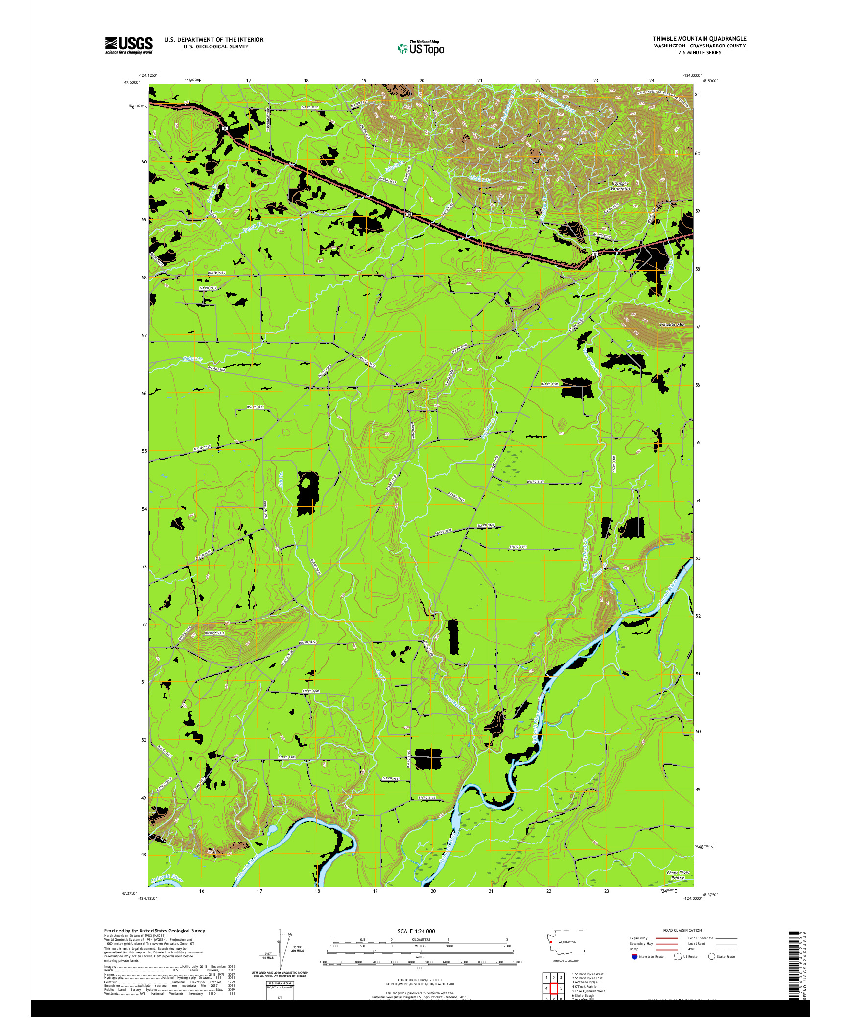 USGS US TOPO 7.5-MINUTE MAP FOR THIMBLE MOUNTAIN, WA 2020