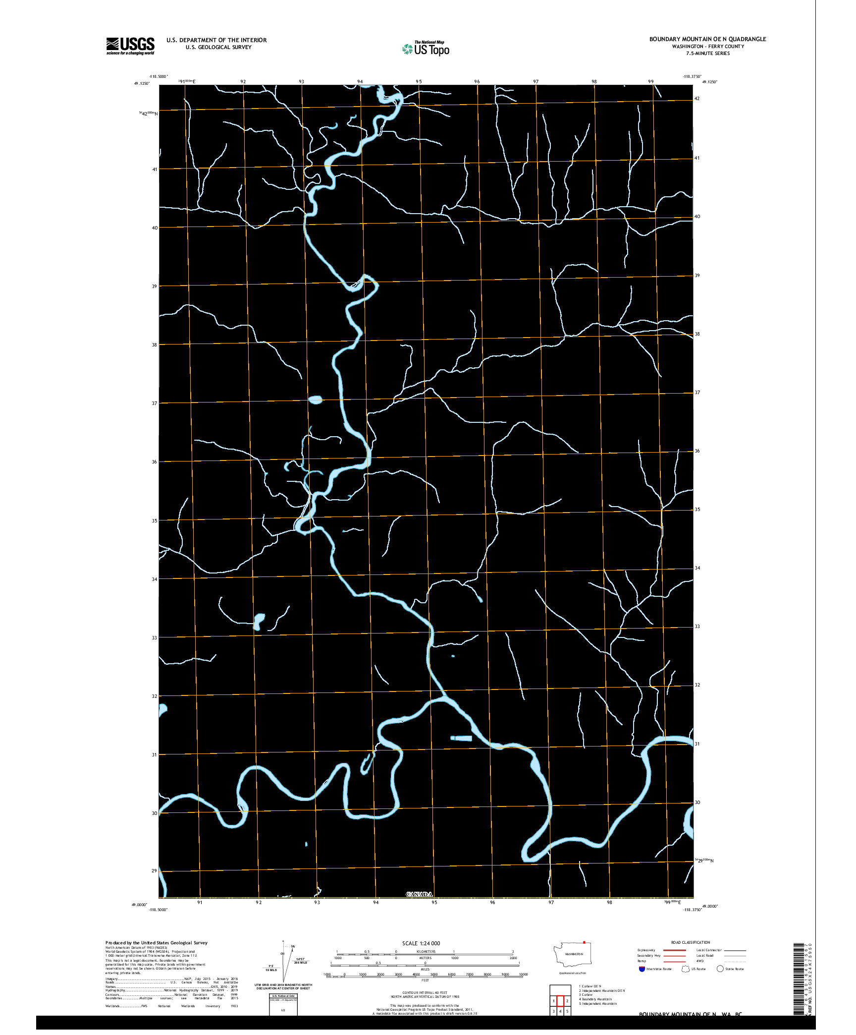 USGS US TOPO 7.5-MINUTE MAP FOR BOUNDARY MOUNTAIN OE N, WA,BC 2020