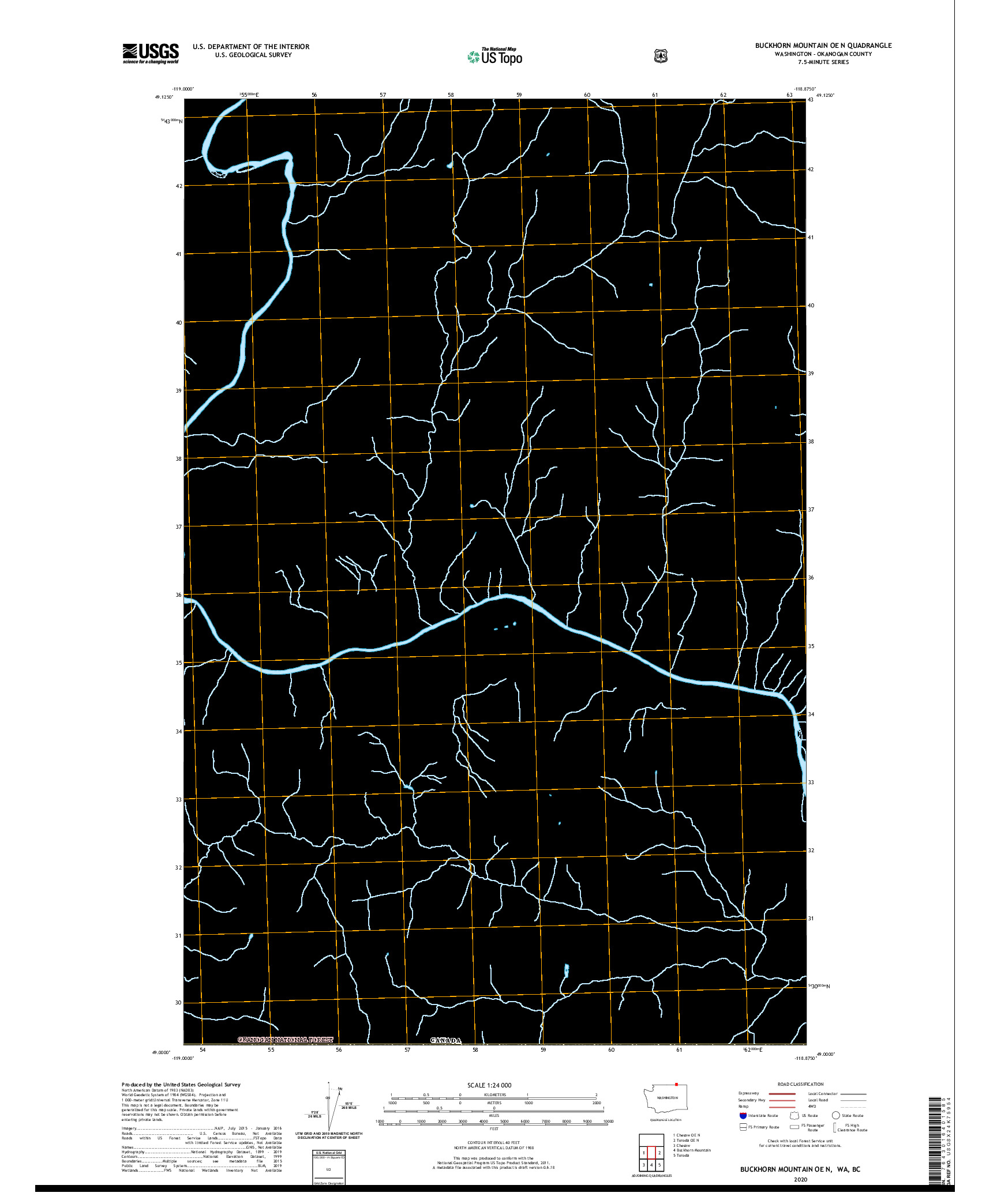 USGS US TOPO 7.5-MINUTE MAP FOR BUCKHORN MOUNTAIN OE N, WA,BC 2020