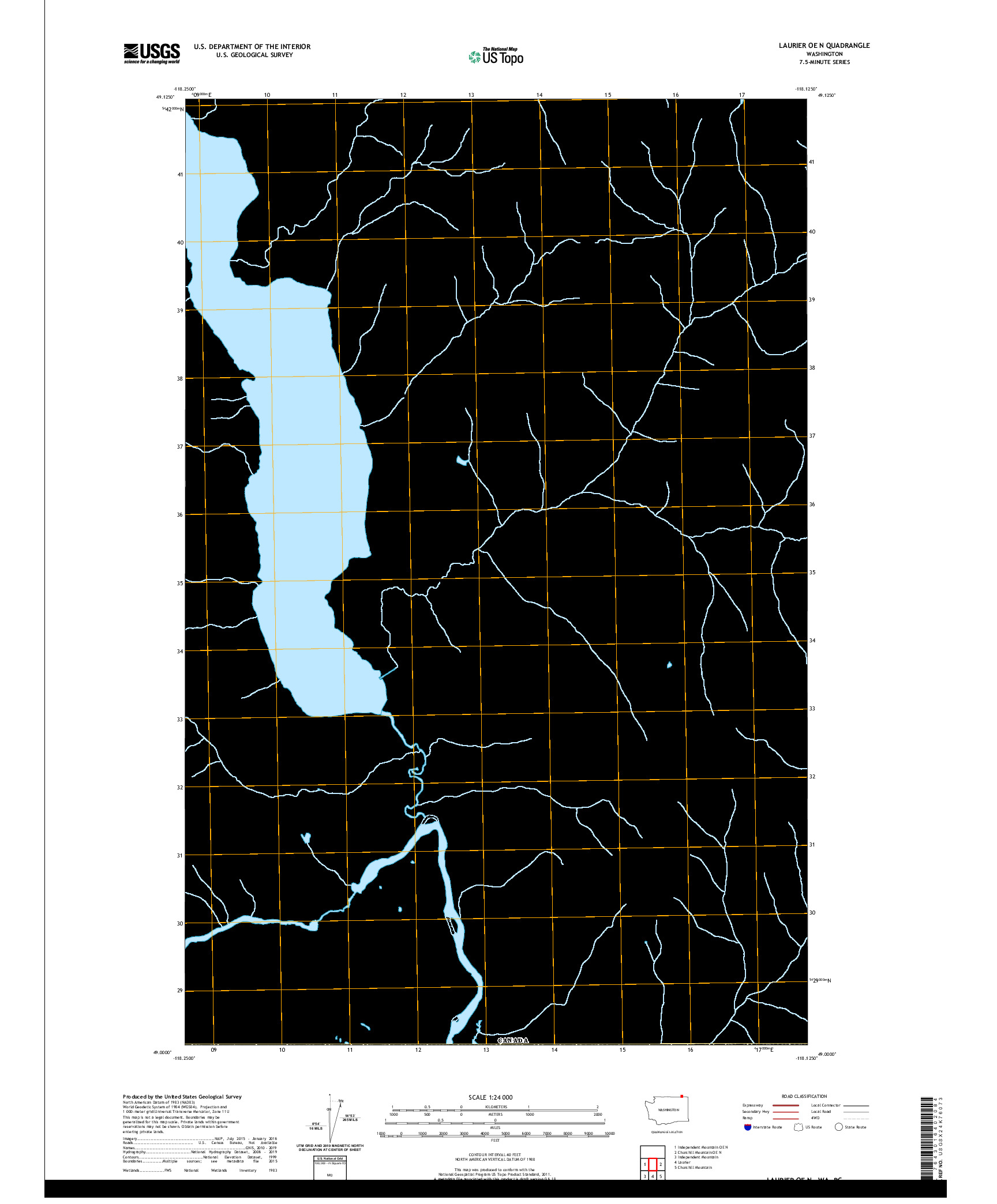 USGS US TOPO 7.5-MINUTE MAP FOR LAURIER OE N, WA,BC 2020