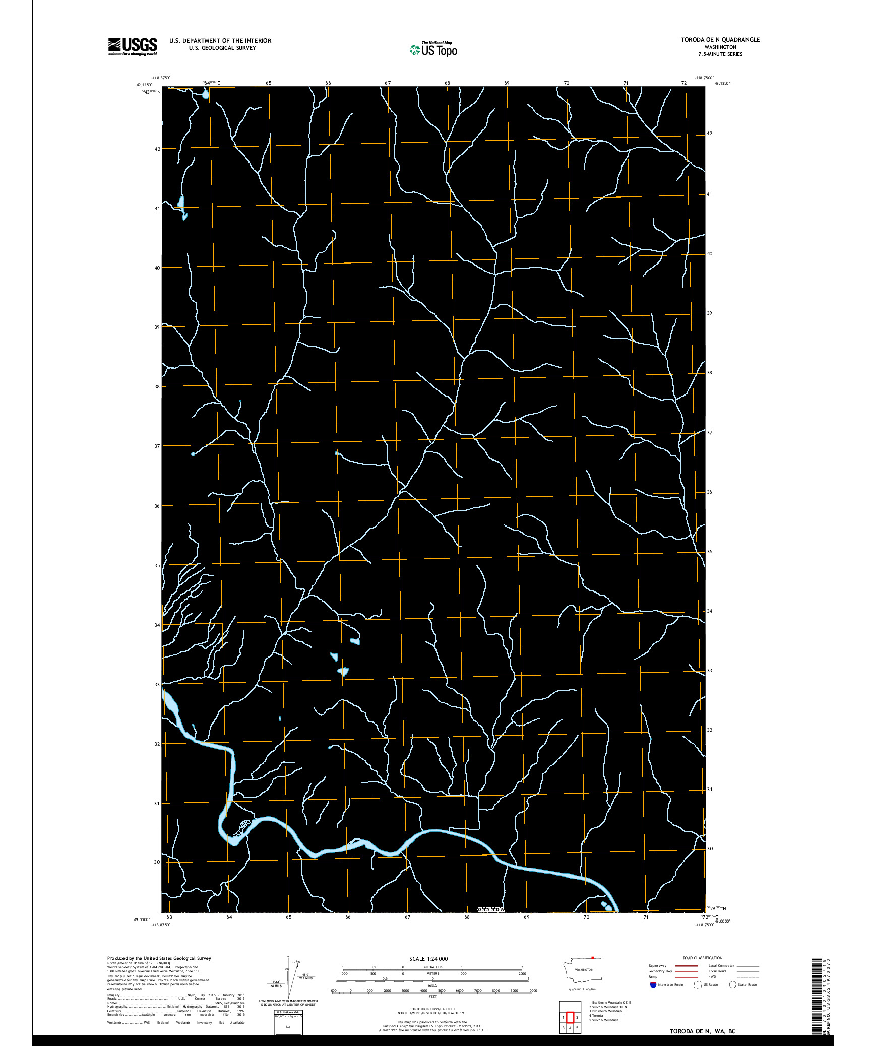 USGS US TOPO 7.5-MINUTE MAP FOR TORODA OE N, WA,BC 2020
