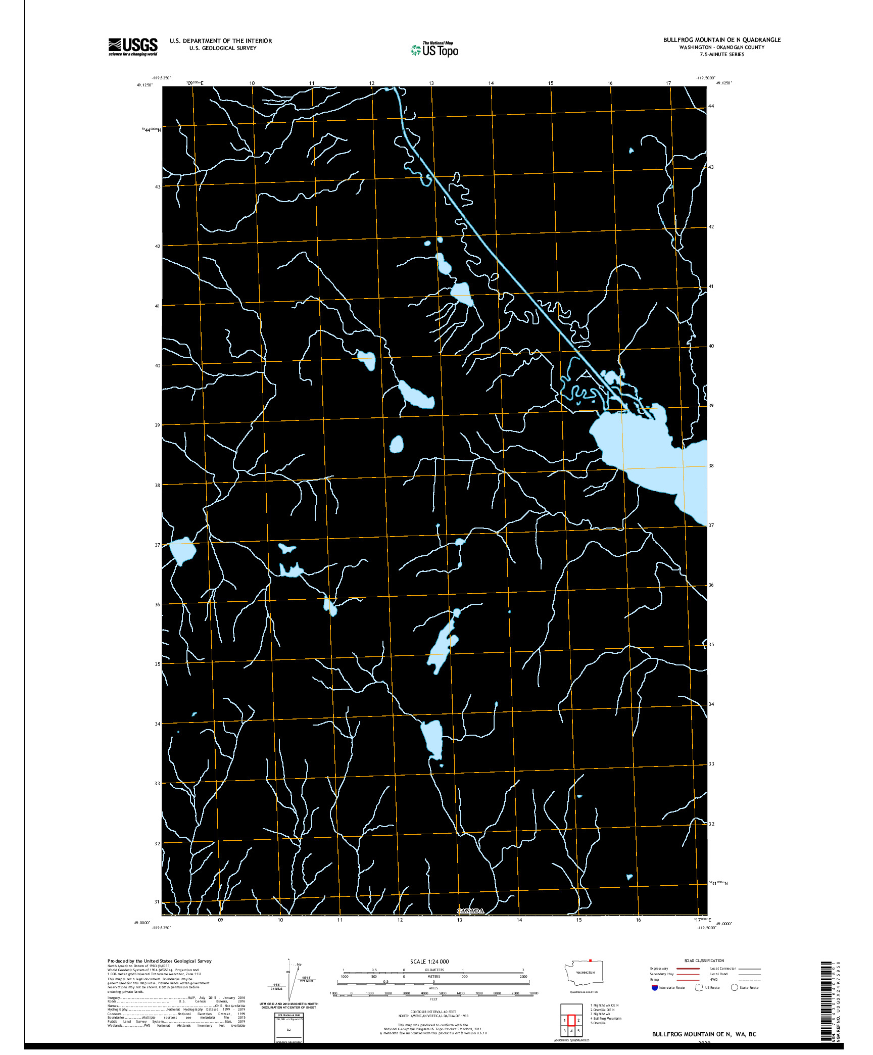 USGS US TOPO 7.5-MINUTE MAP FOR BULLFROG MOUNTAIN OE N, WA,BC 2020