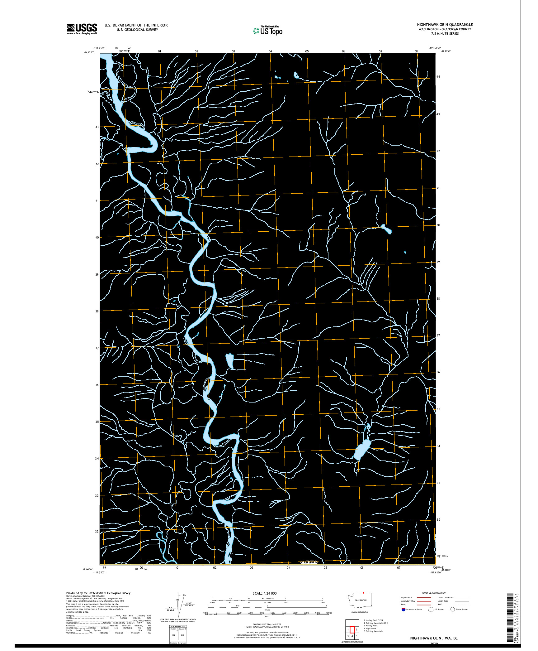USGS US TOPO 7.5-MINUTE MAP FOR NIGHTHAWK OE N, WA,BC 2020