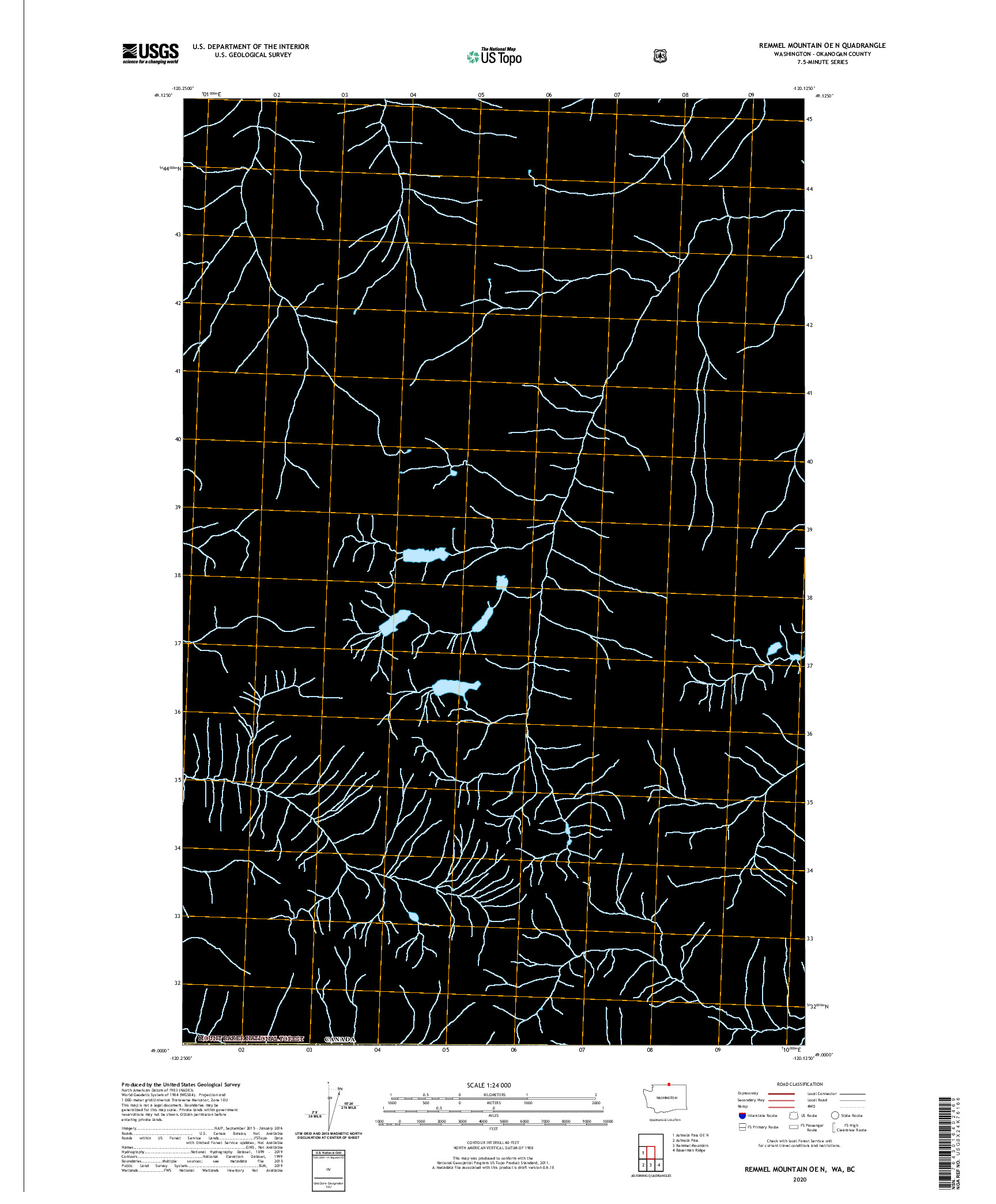 USGS US TOPO 7.5-MINUTE MAP FOR REMMEL MOUNTAIN OE N, WA,BC 2020