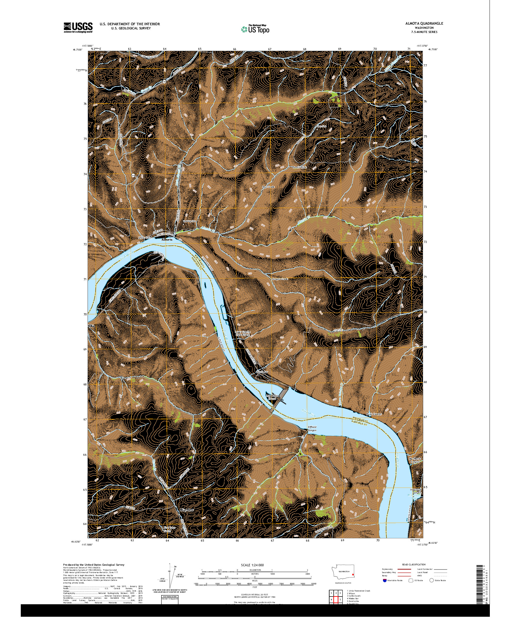 USGS US TOPO 7.5-MINUTE MAP FOR ALMOTA, WA 2020