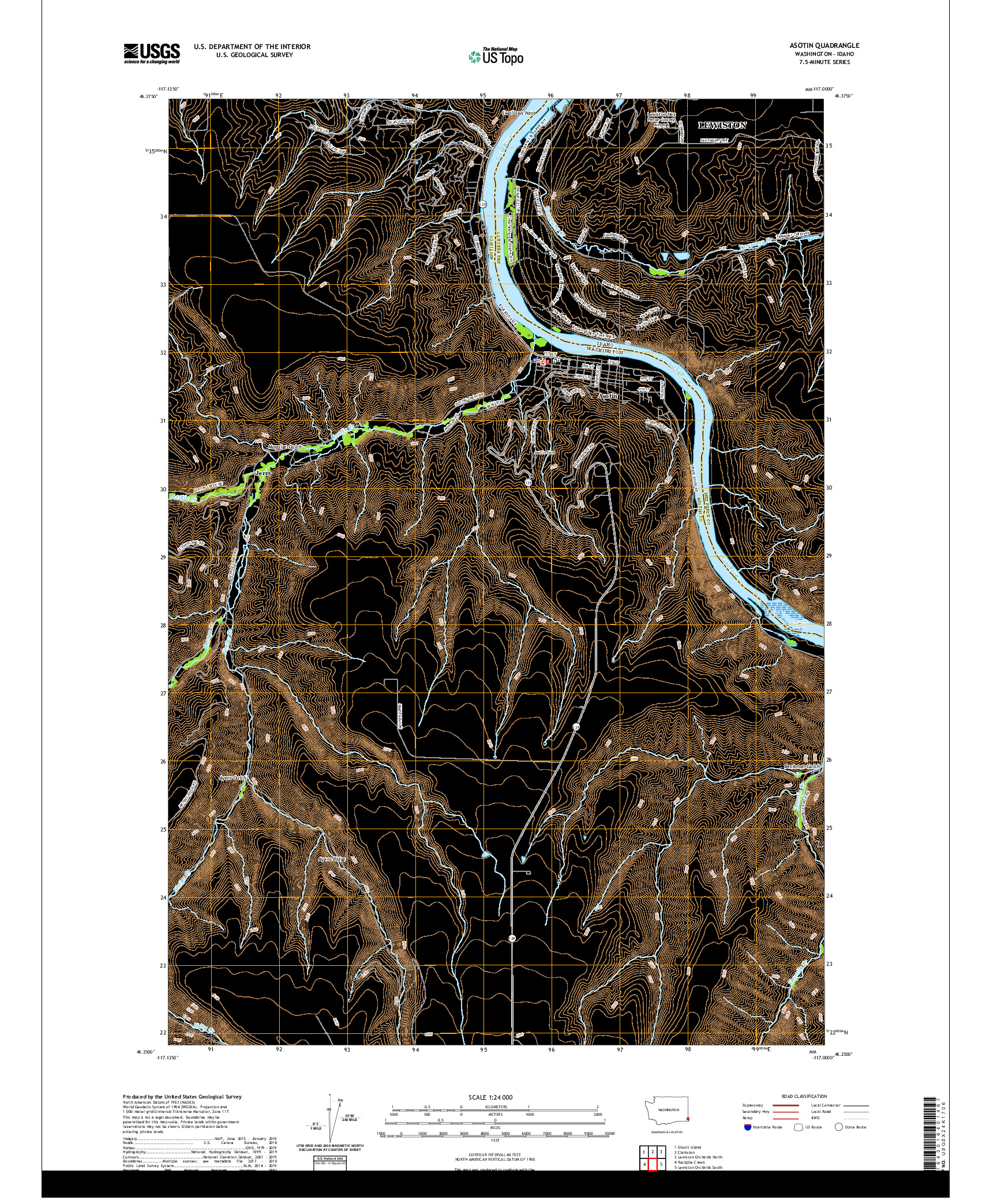 USGS US TOPO 7.5-MINUTE MAP FOR ASOTIN, WA,ID 2020