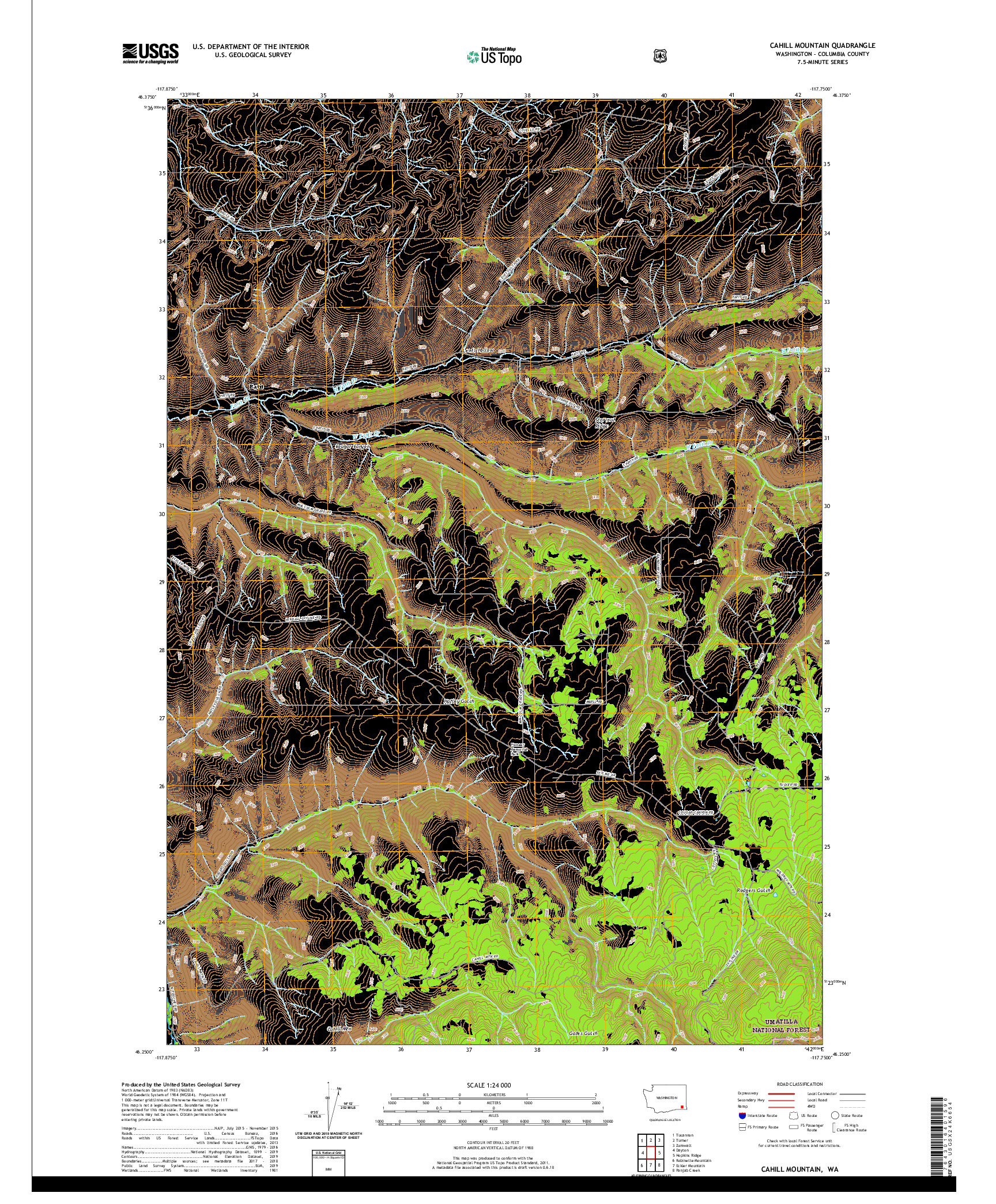 USGS US TOPO 7.5-MINUTE MAP FOR CAHILL MOUNTAIN, WA 2020