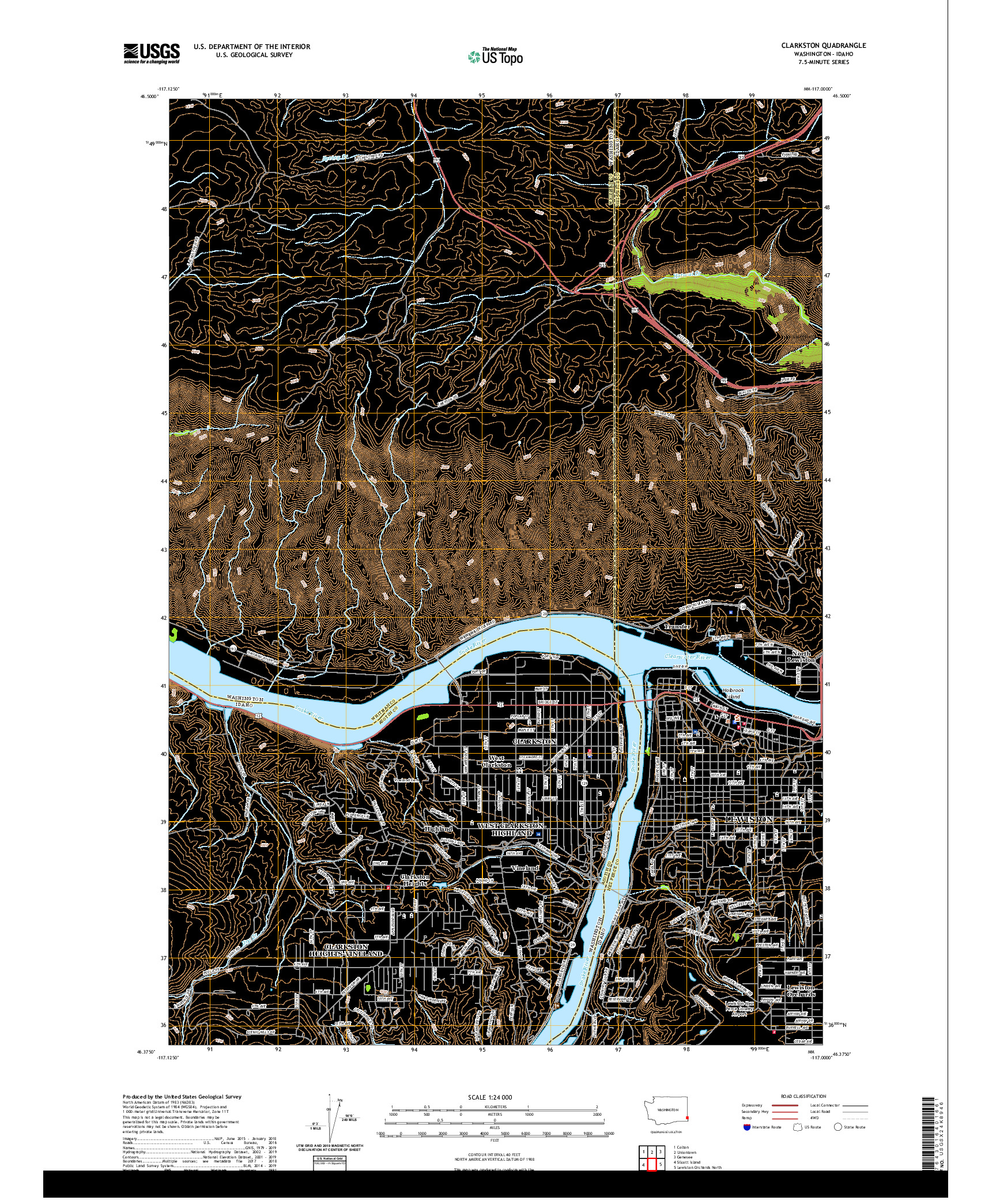 USGS US TOPO 7.5-MINUTE MAP FOR CLARKSTON, WA,ID 2020