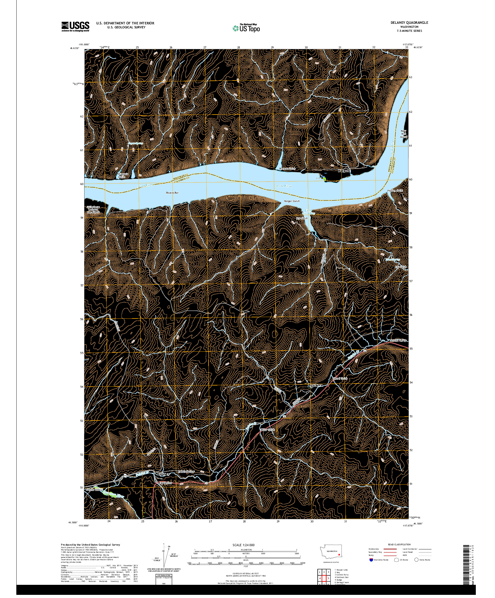 USGS US TOPO 7.5-MINUTE MAP FOR DELANEY, WA 2020