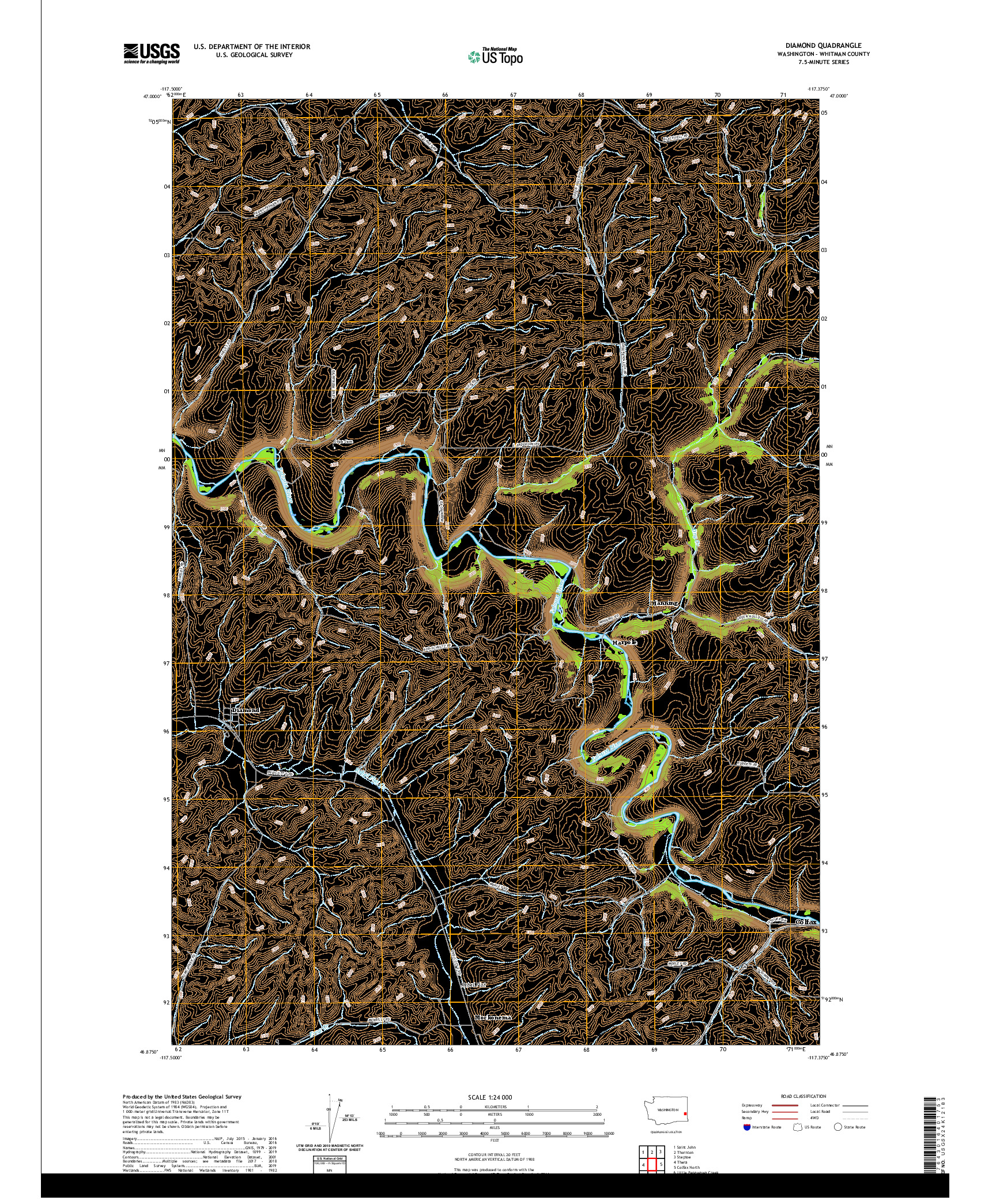 USGS US TOPO 7.5-MINUTE MAP FOR DIAMOND, WA 2020