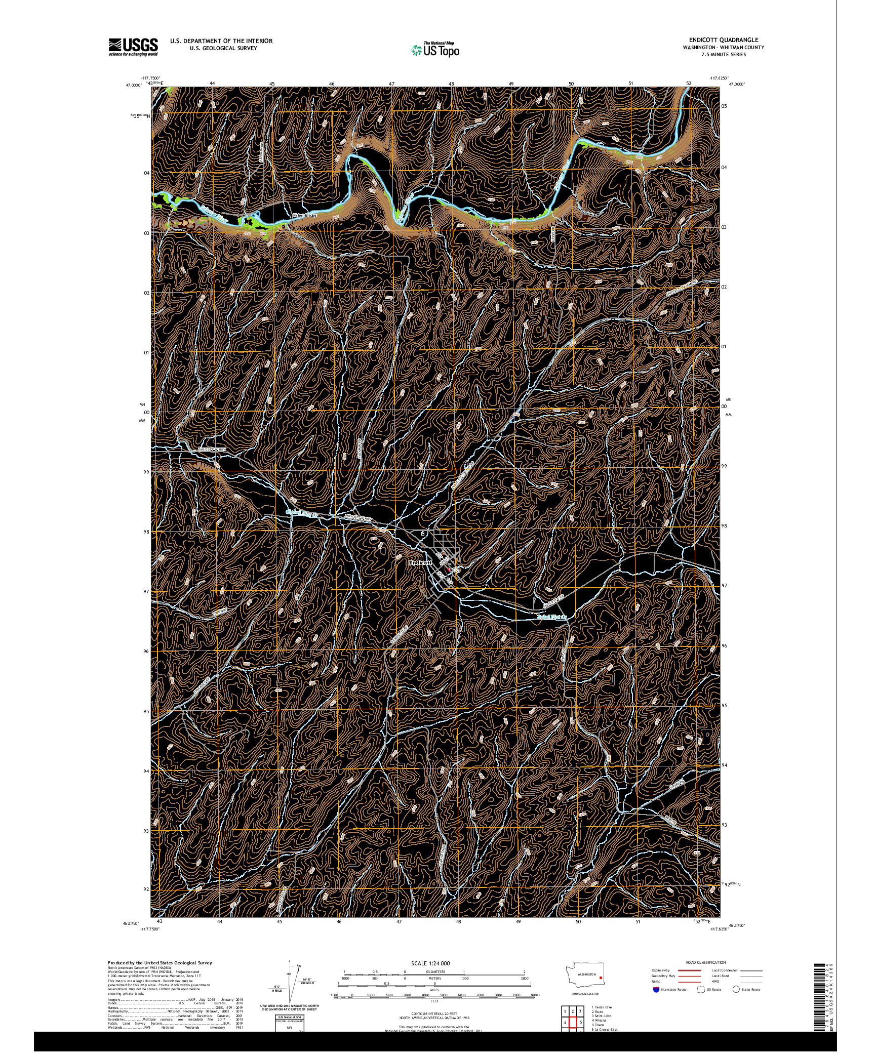 USGS US TOPO 7.5-MINUTE MAP FOR ENDICOTT, WA 2020