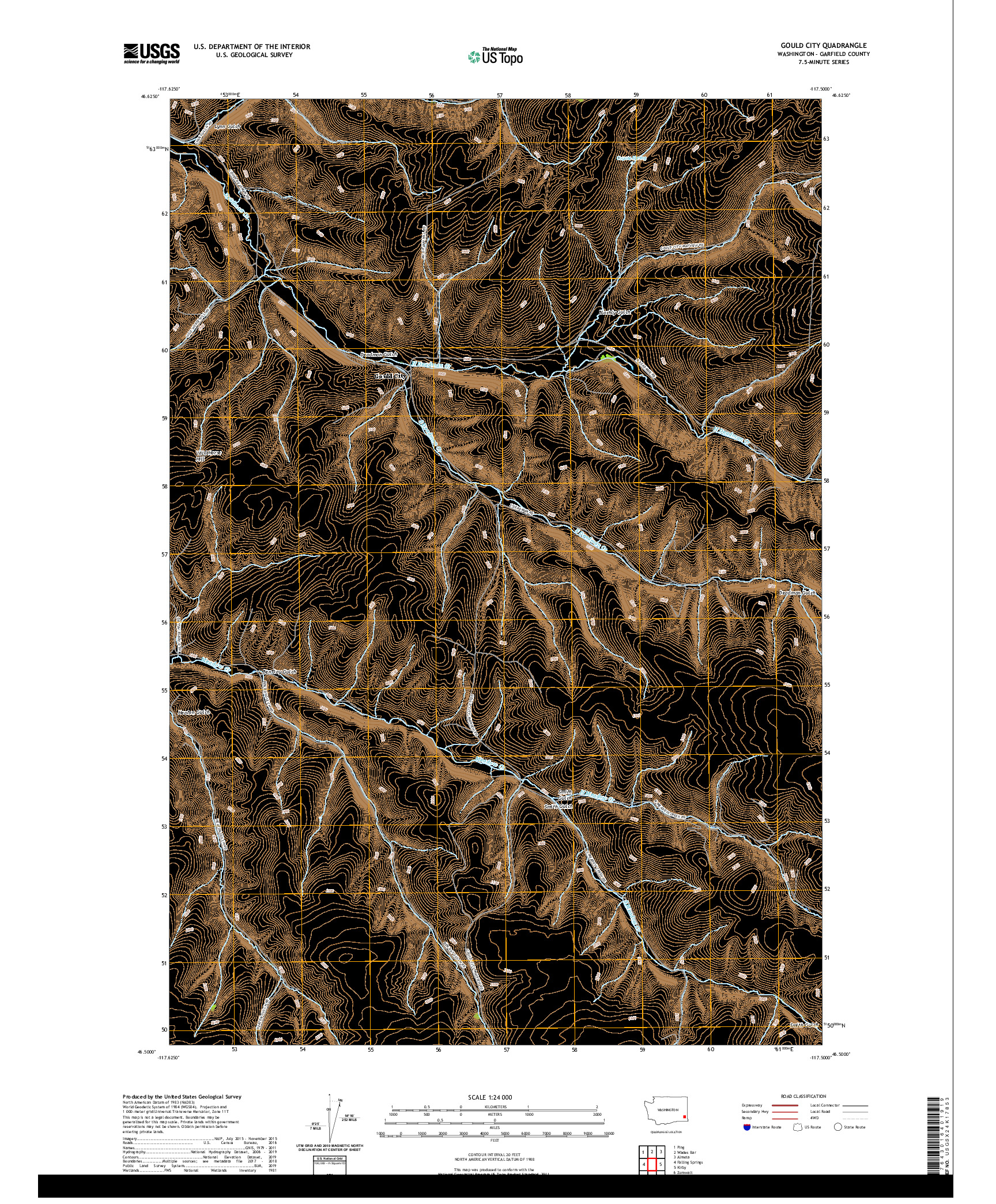 USGS US TOPO 7.5-MINUTE MAP FOR GOULD CITY, WA 2020