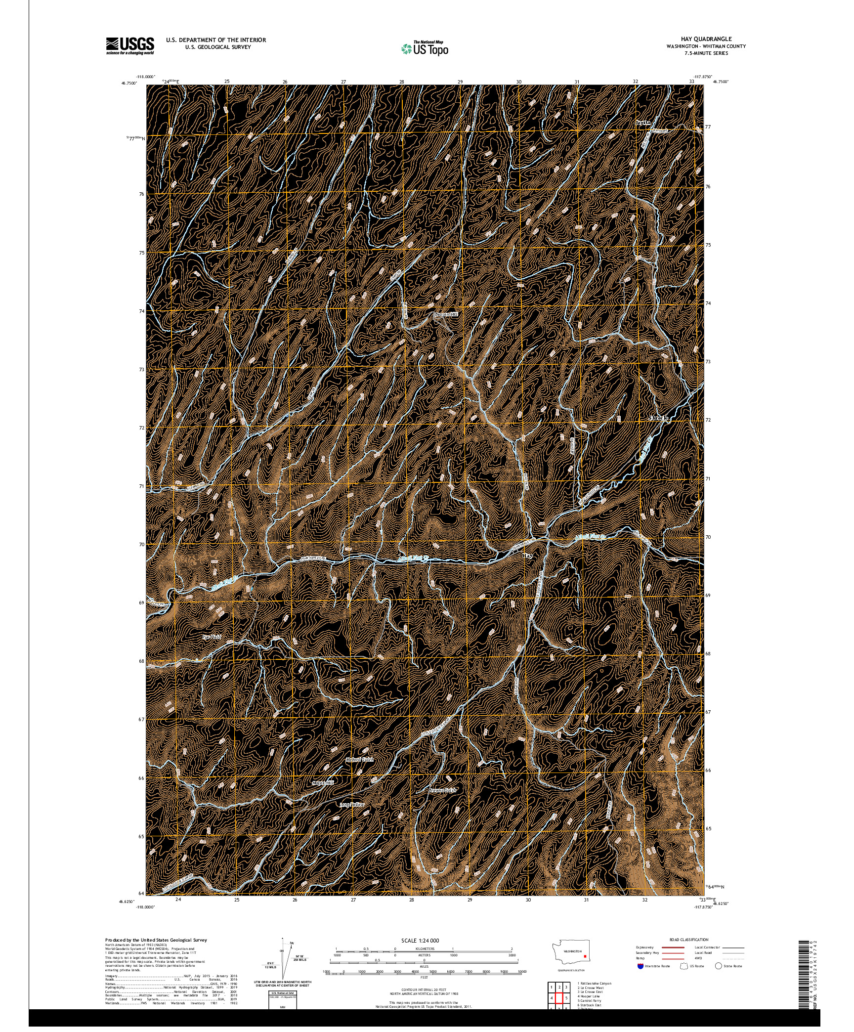 USGS US TOPO 7.5-MINUTE MAP FOR HAY, WA 2020