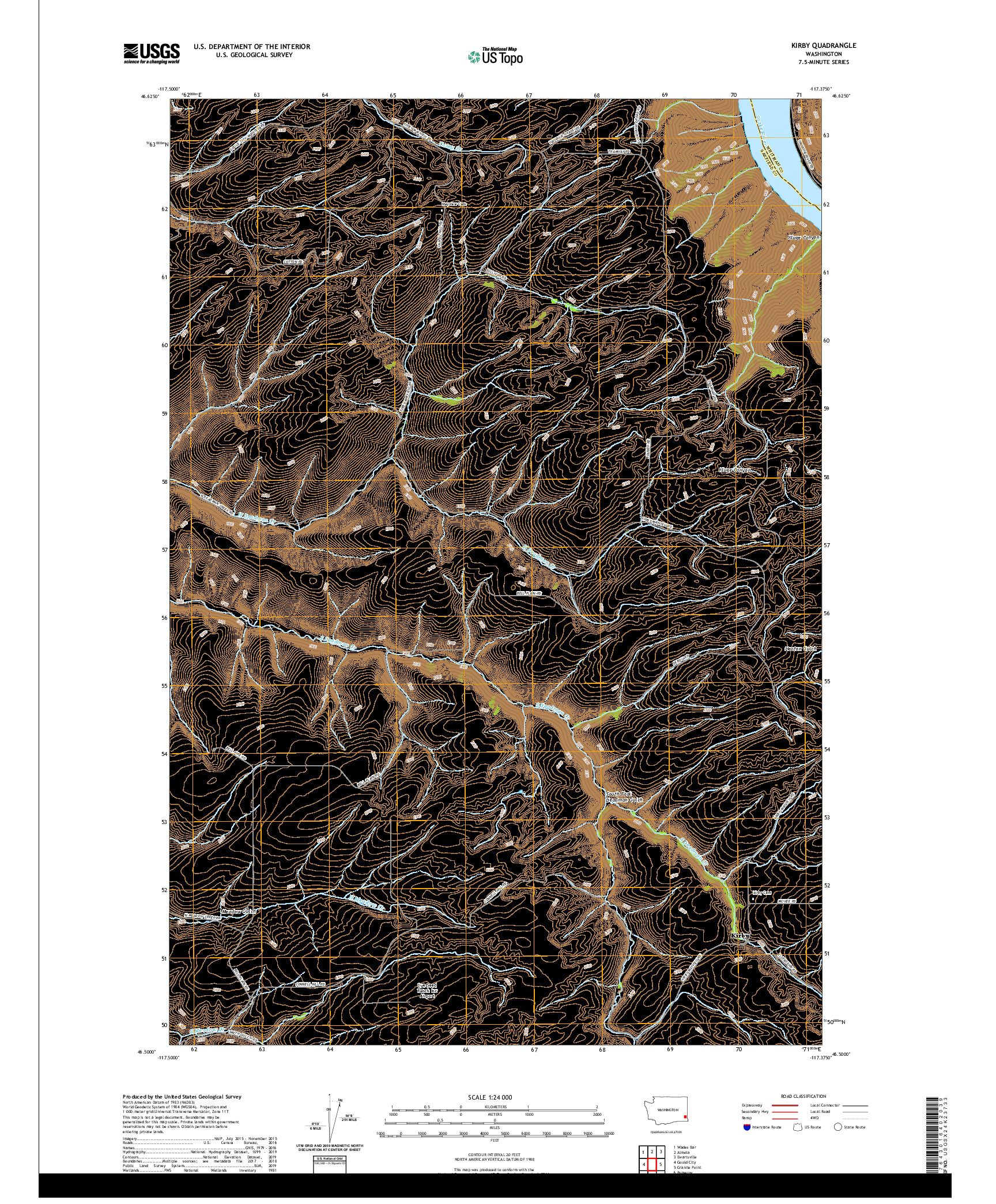 USGS US TOPO 7.5-MINUTE MAP FOR KIRBY, WA 2020