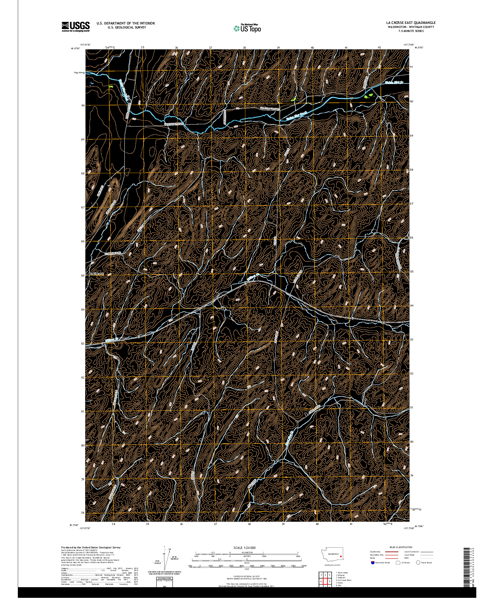 USGS US TOPO 7.5-MINUTE MAP FOR LA CROSSE EAST, WA 2020