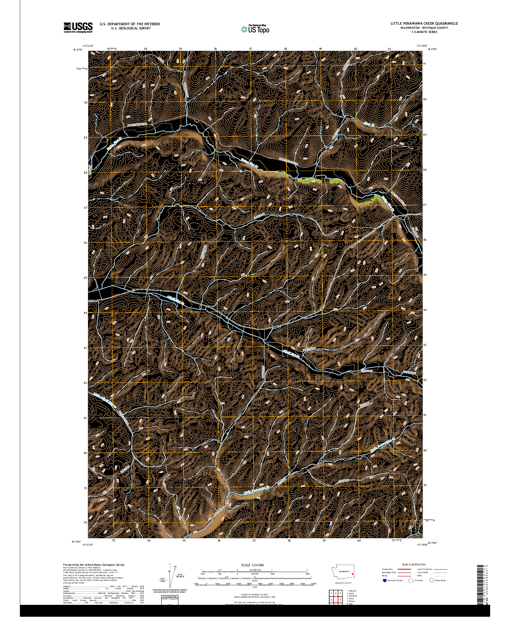 USGS US TOPO 7.5-MINUTE MAP FOR LITTLE PENAWAWA CREEK, WA 2020