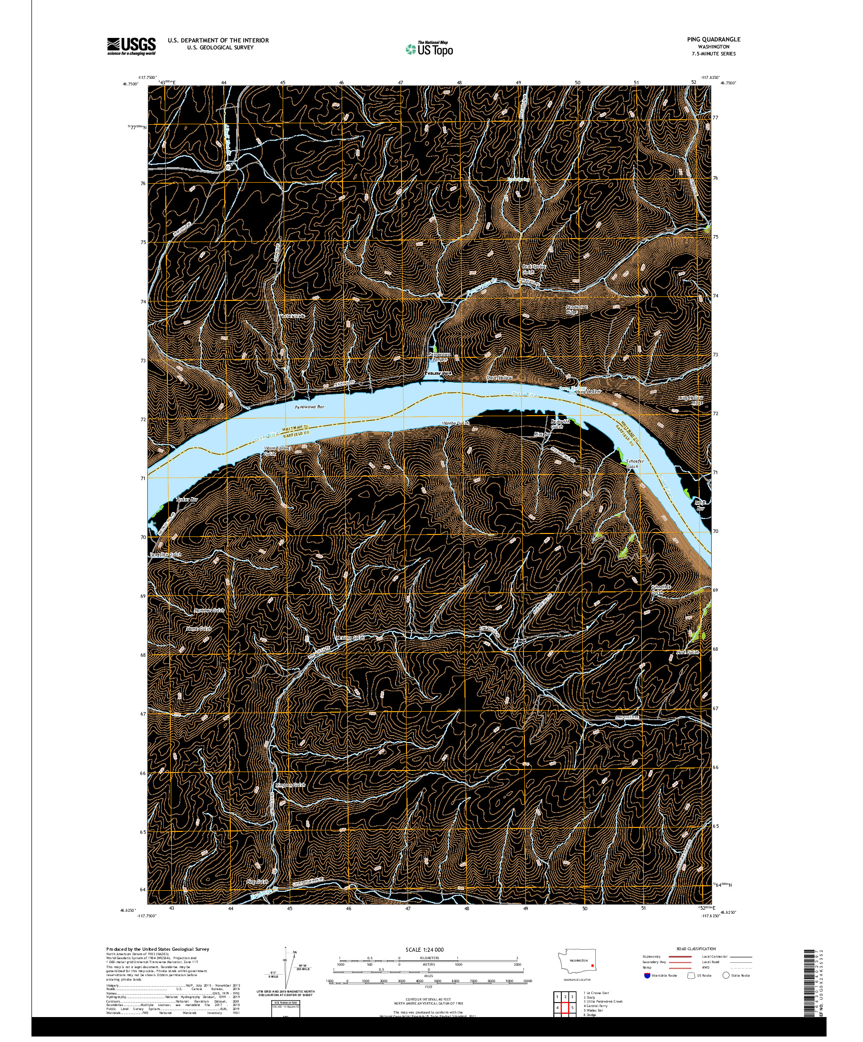 USGS US TOPO 7.5-MINUTE MAP FOR PING, WA 2020