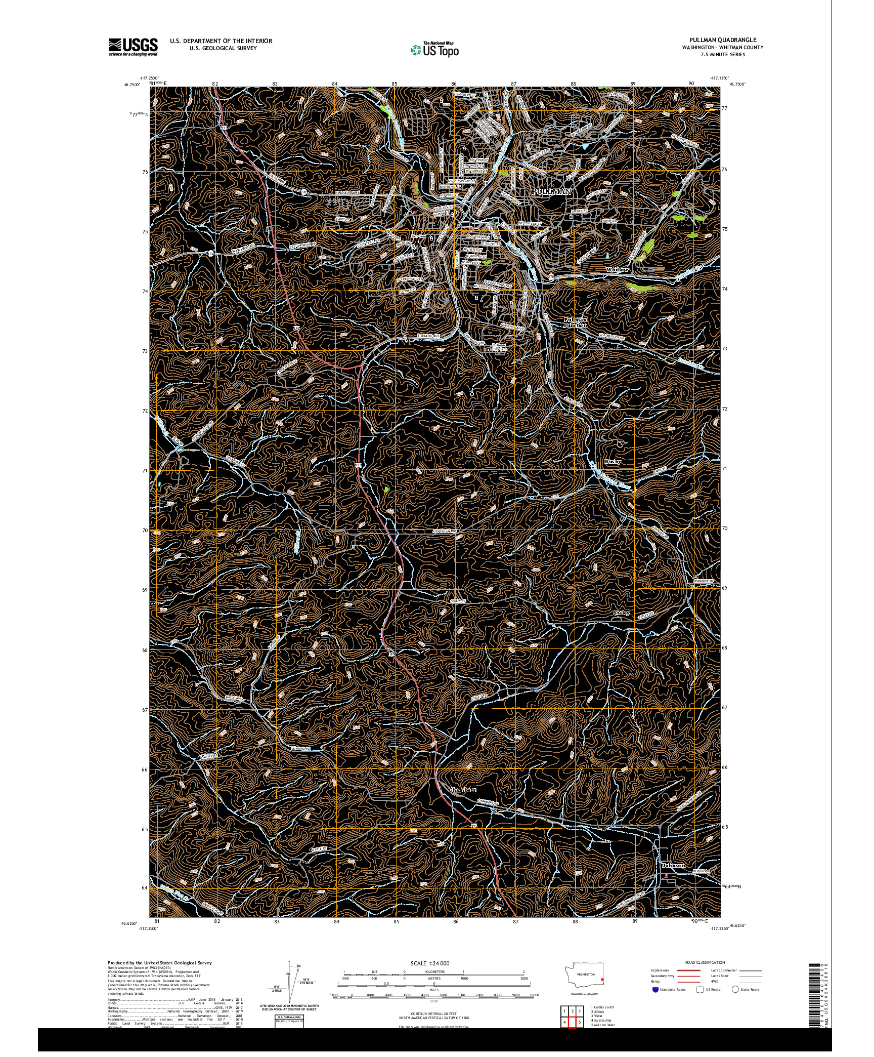 USGS US TOPO 7.5-MINUTE MAP FOR PULLMAN, WA 2020