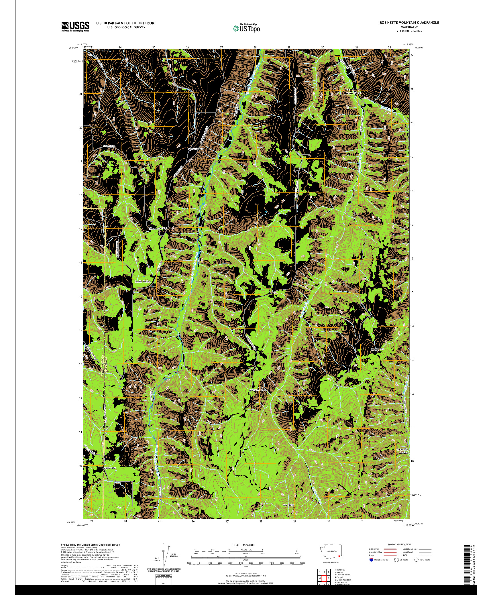 USGS US TOPO 7.5-MINUTE MAP FOR ROBINETTE MOUNTAIN, WA 2020