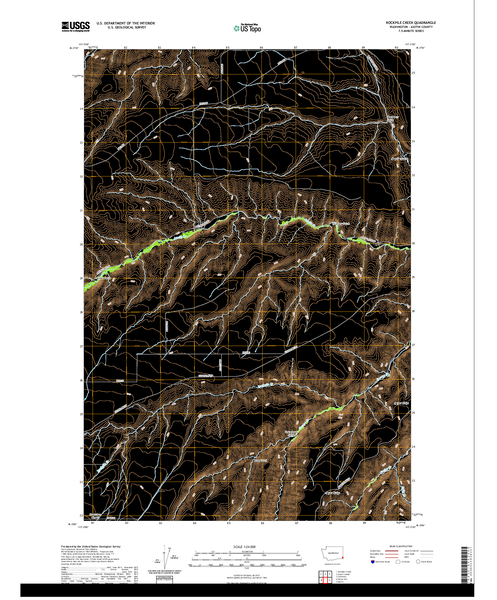 USGS US TOPO 7.5-MINUTE MAP FOR ROCKPILE CREEK, WA 2020