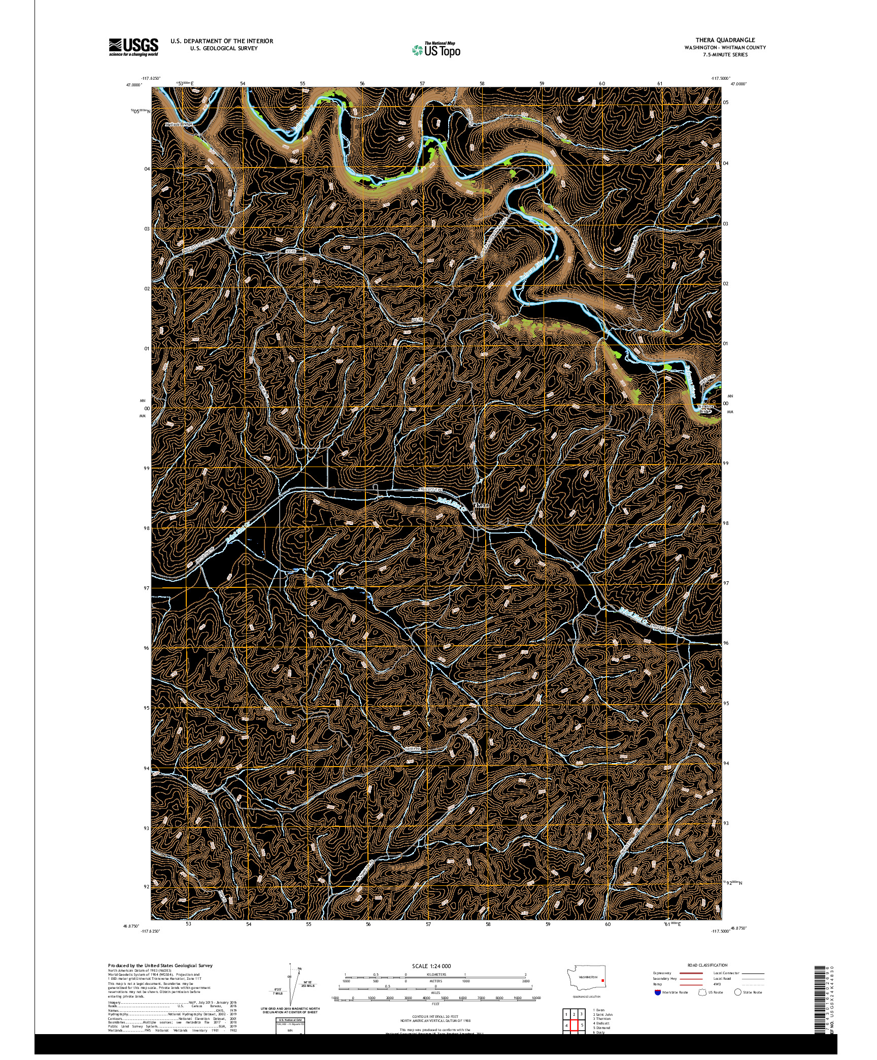 USGS US TOPO 7.5-MINUTE MAP FOR THERA, WA 2020